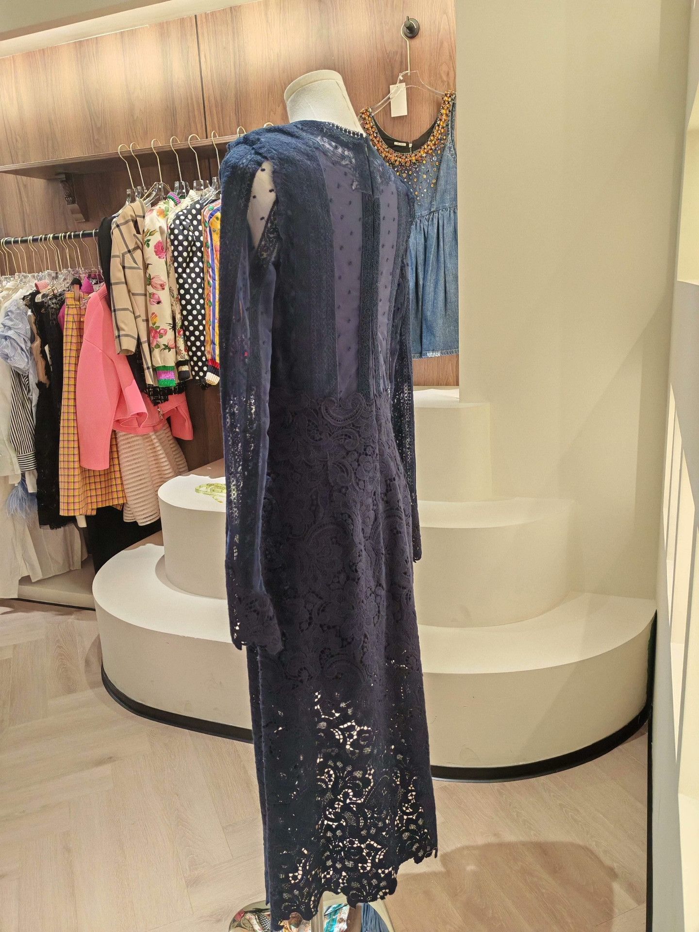 Ermanno Scervino Ermanno Scervino Navy Lace Dress Size S / US 4 / IT 40 - 6 Thumbnail
