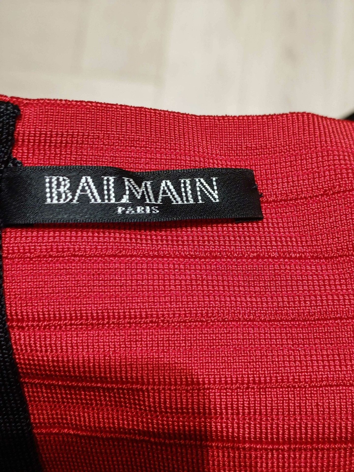 Balmain Balmain Red Black Bandage Knit Off-Shoulder Dress Size XS / US 0-2 / IT 36-38 - 7 Thumbnail