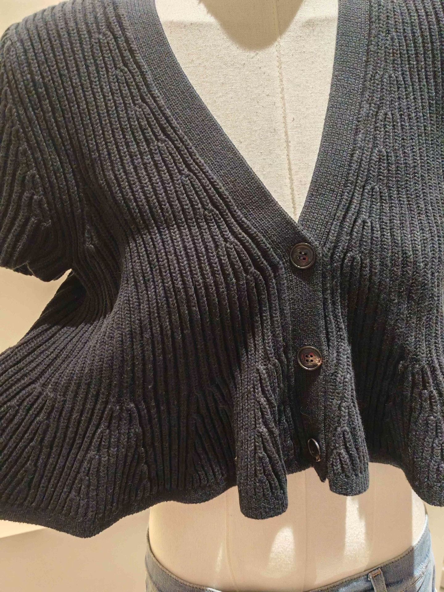 Alexander Wang Alexander Wang Black V-Neck Short-Sleeve Knit Cardigan Size S / US 4 / IT 40 - 3 Thumbnail