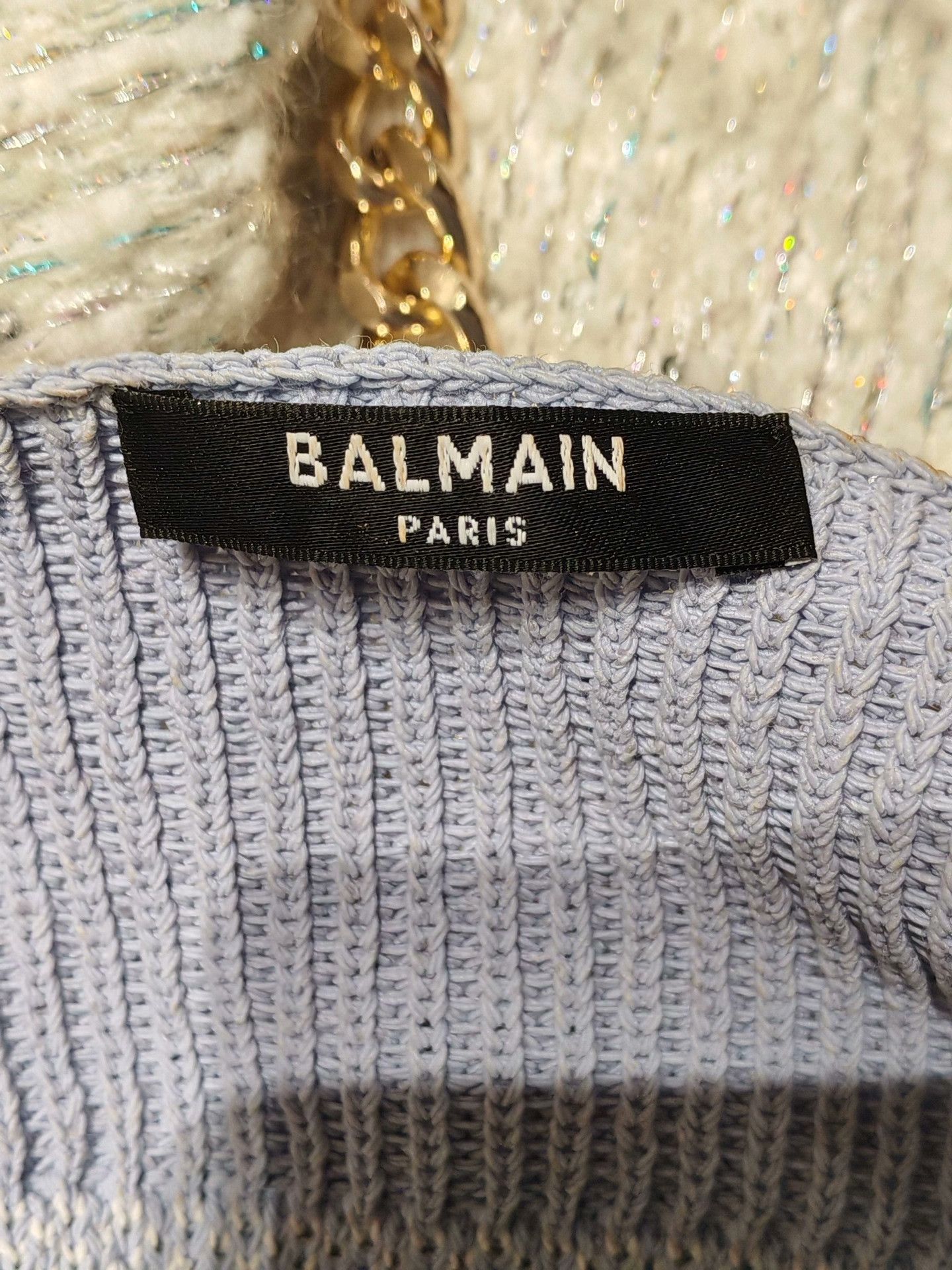 Balmain Balmain Gray Knit Off-Shoulder Top Size S / US 4 / IT 40 - 4 Thumbnail