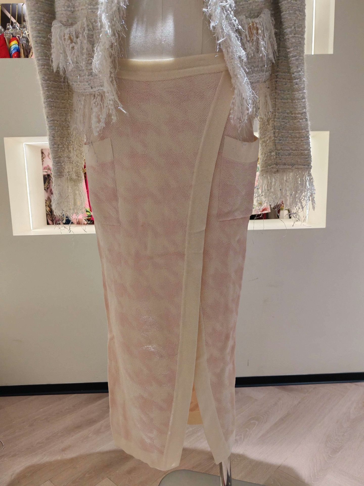 Balmain Balmain Light Pink Mesh Knit Wrap Skirt Size 36" / US 14 / IT 50 - 2 Thumbnail