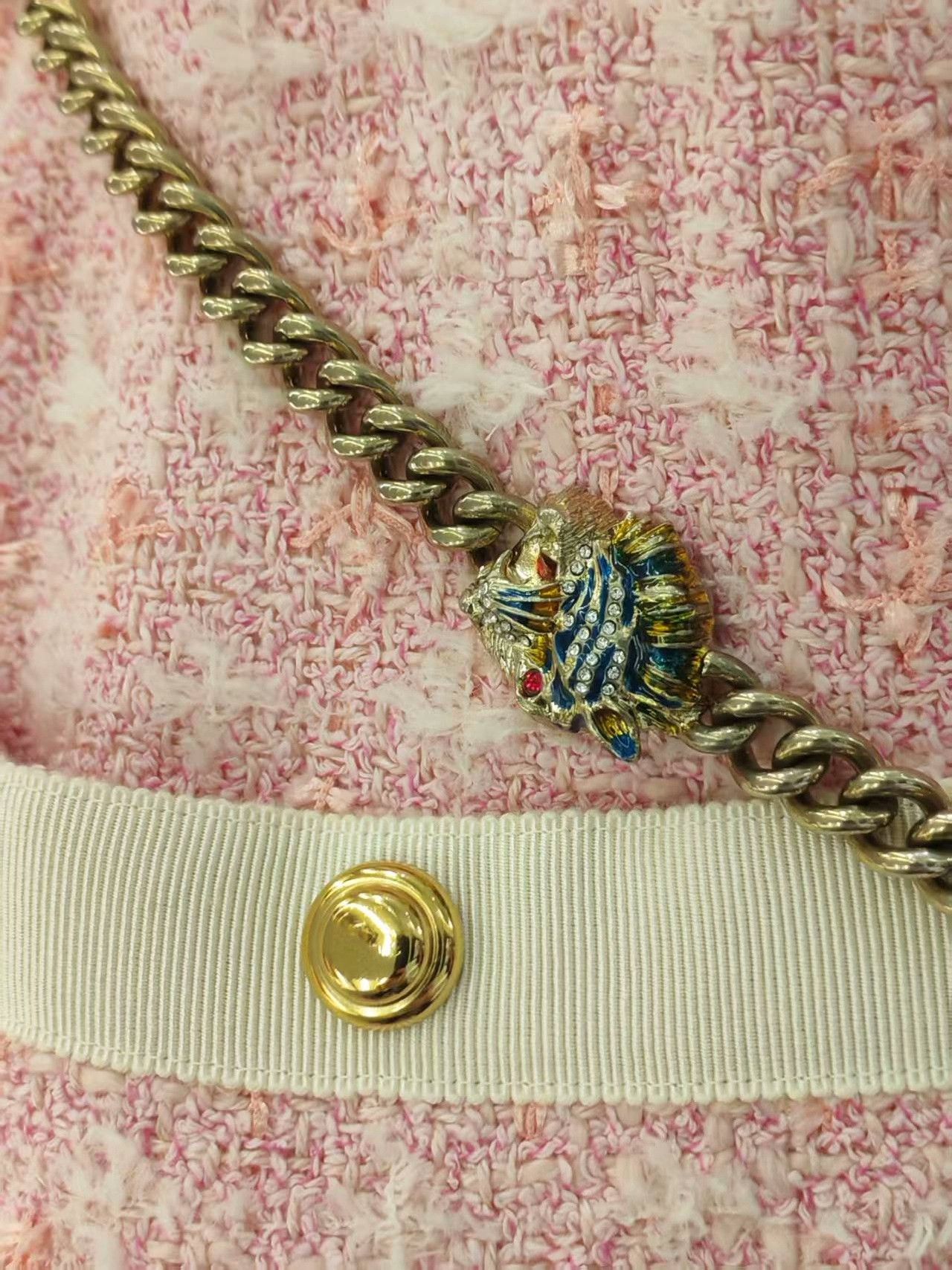 Gucci Gucci Pink Chain Tweed Dress Size S / US 4 / IT 40 - 7 Thumbnail