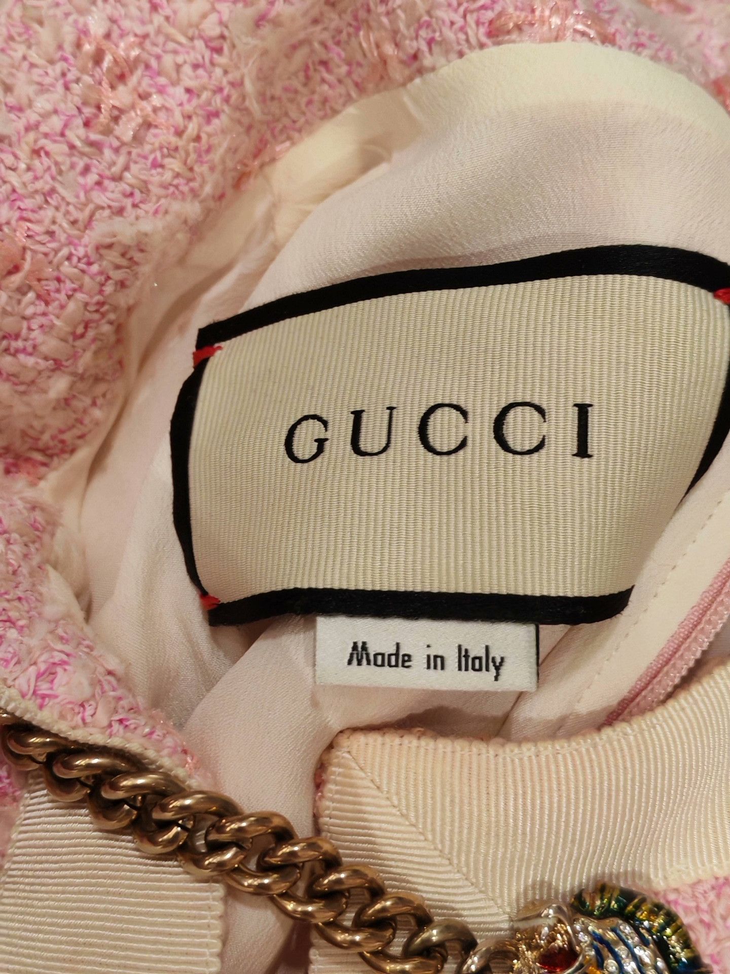 Gucci Gucci Pink Chain Tweed Dress Size S / US 4 / IT 40 - 2 Thumbnail