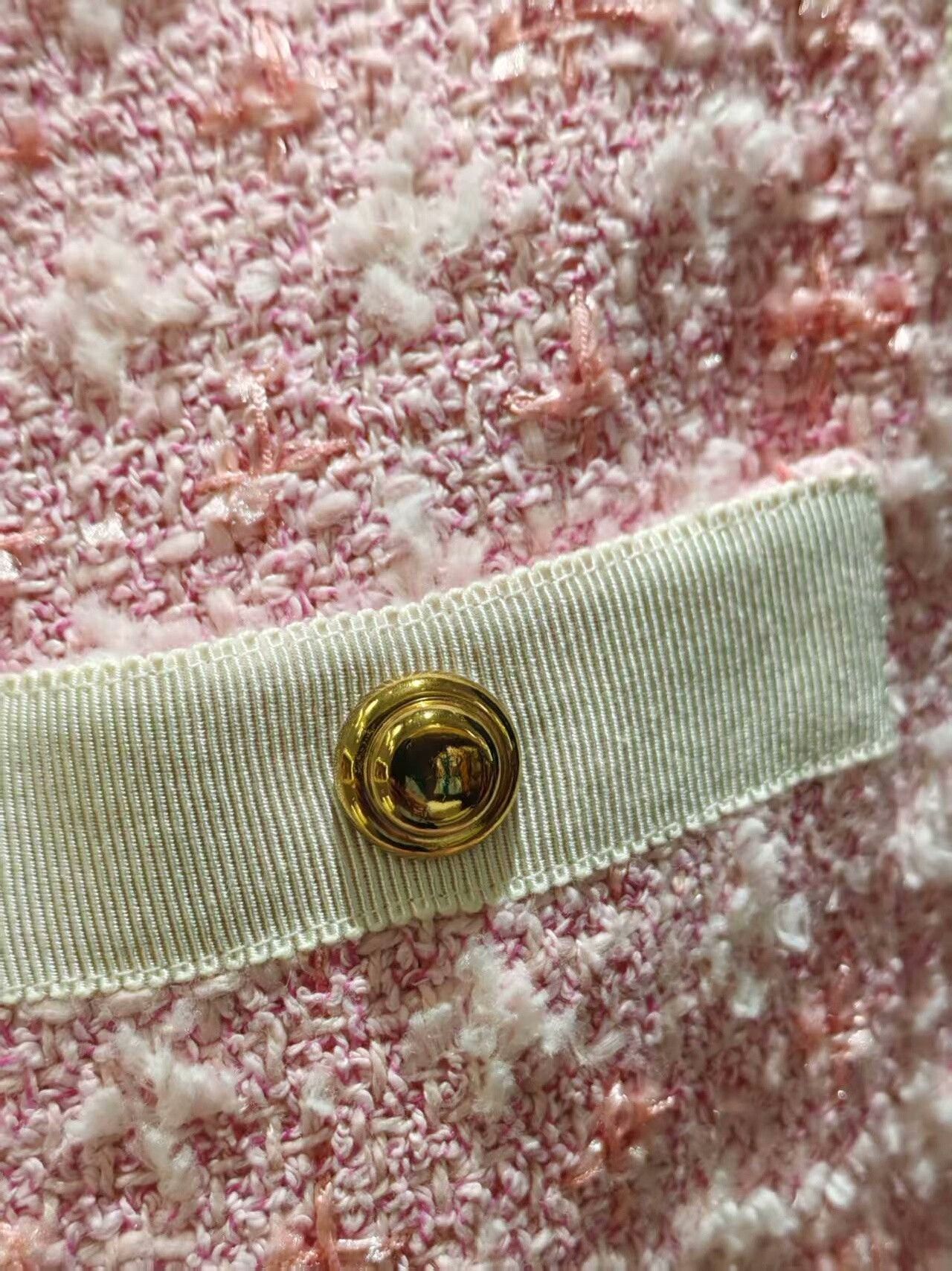 Gucci Gucci Pink Chain Tweed Dress Size S / US 4 / IT 40 - 6 Thumbnail