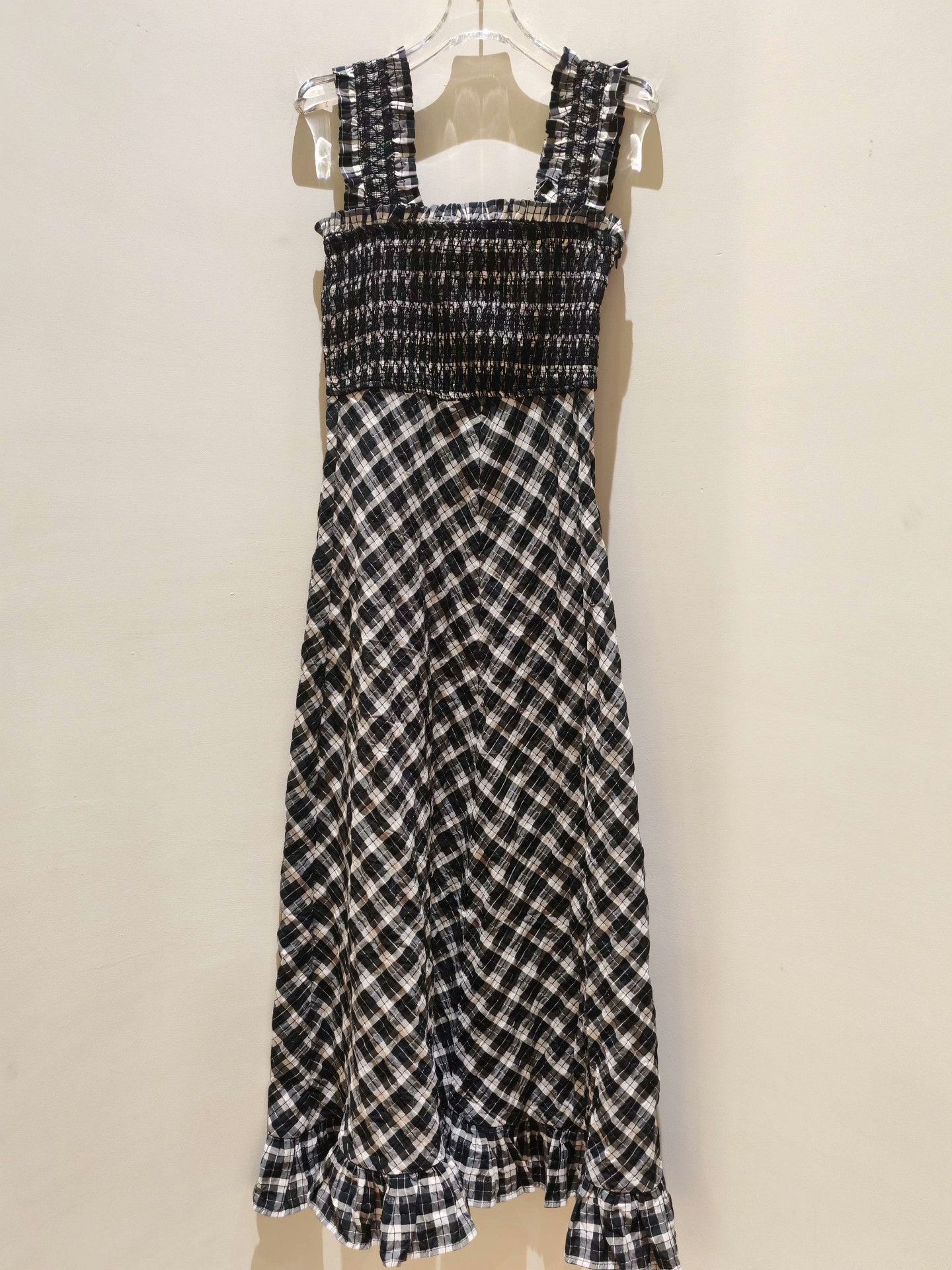 Ganni Ganni Black White Check Slip Dress Size XXS / US 00 / IT 34 - 5 Thumbnail