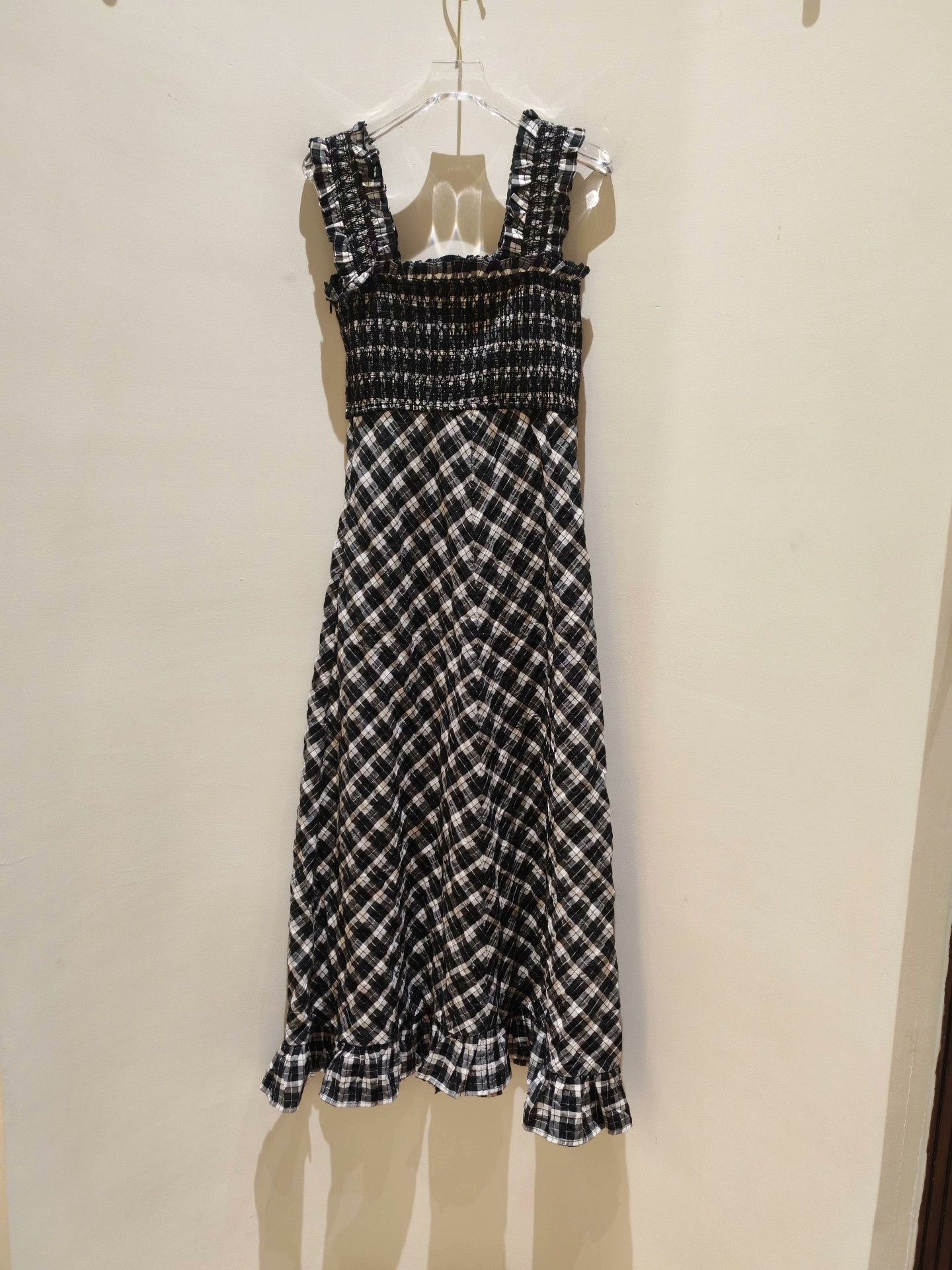 Ganni Ganni Black White Check Slip Dress Size XXS / US 00 / IT 34 - 2 Thumbnail