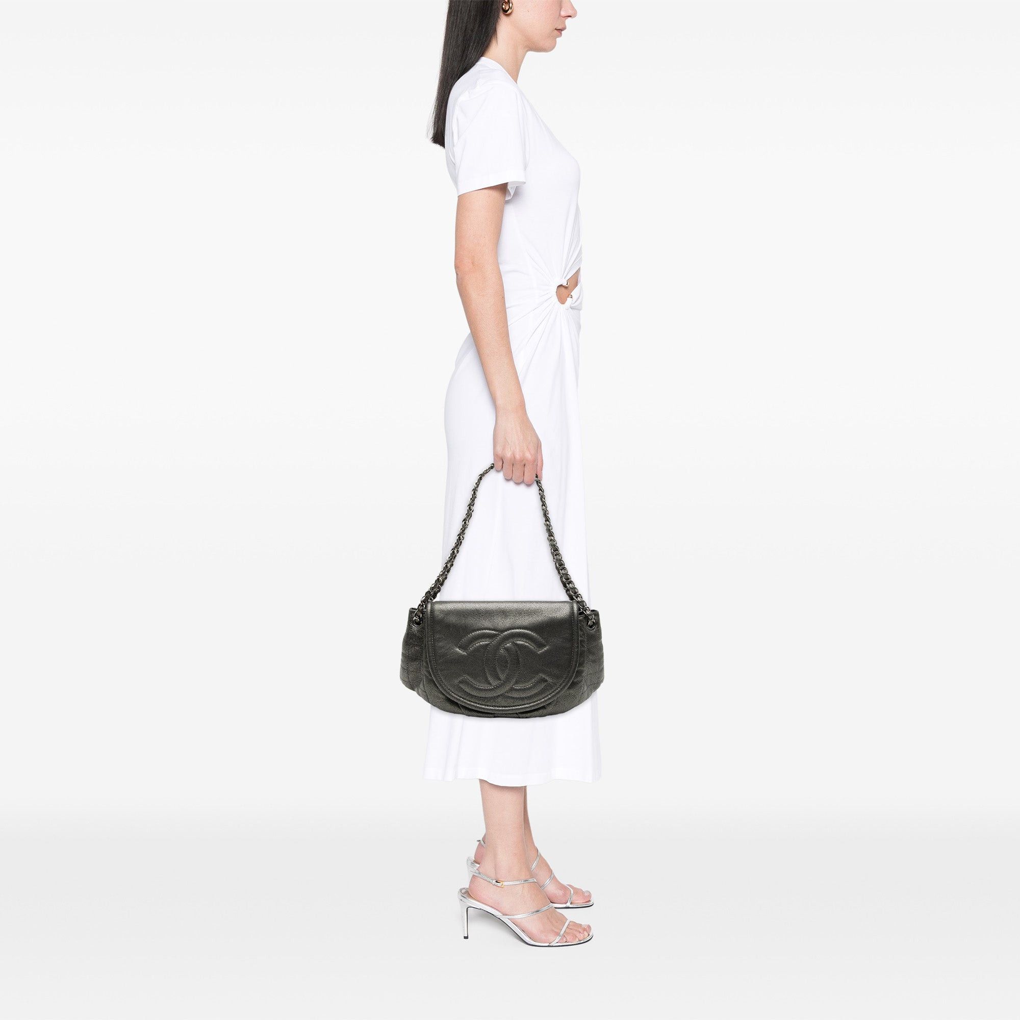Chanel Large Metallic Caviar Half Moon Flap Size ONE SIZE - 7 Thumbnail
