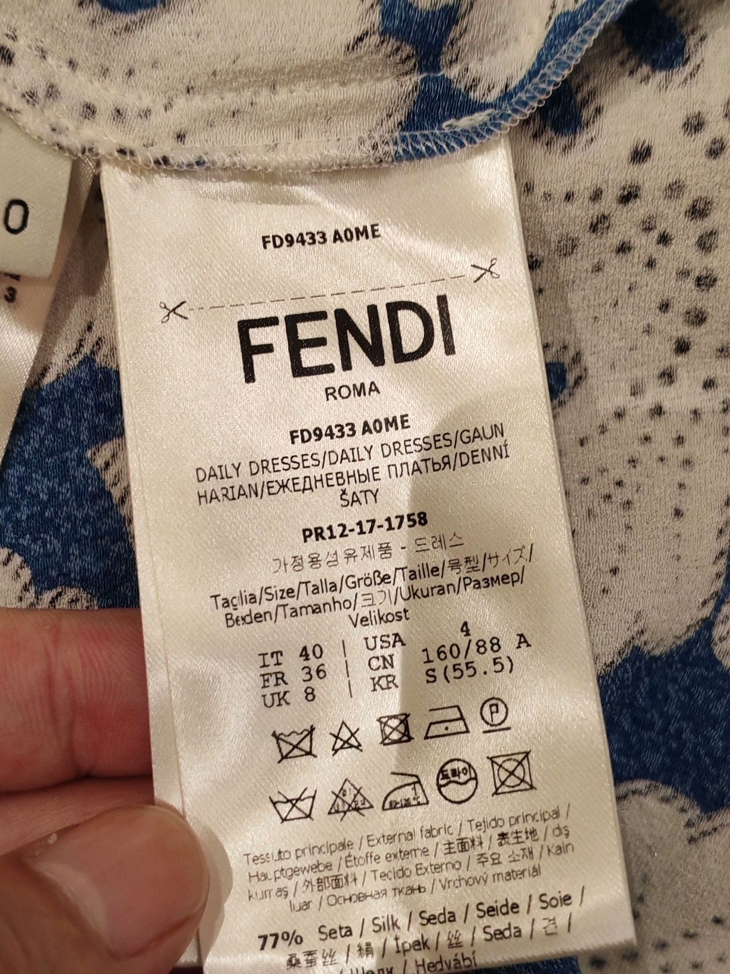 Fendi FENDI Blue White Print Dress Size S / US 4 / IT 40 - 5 Thumbnail