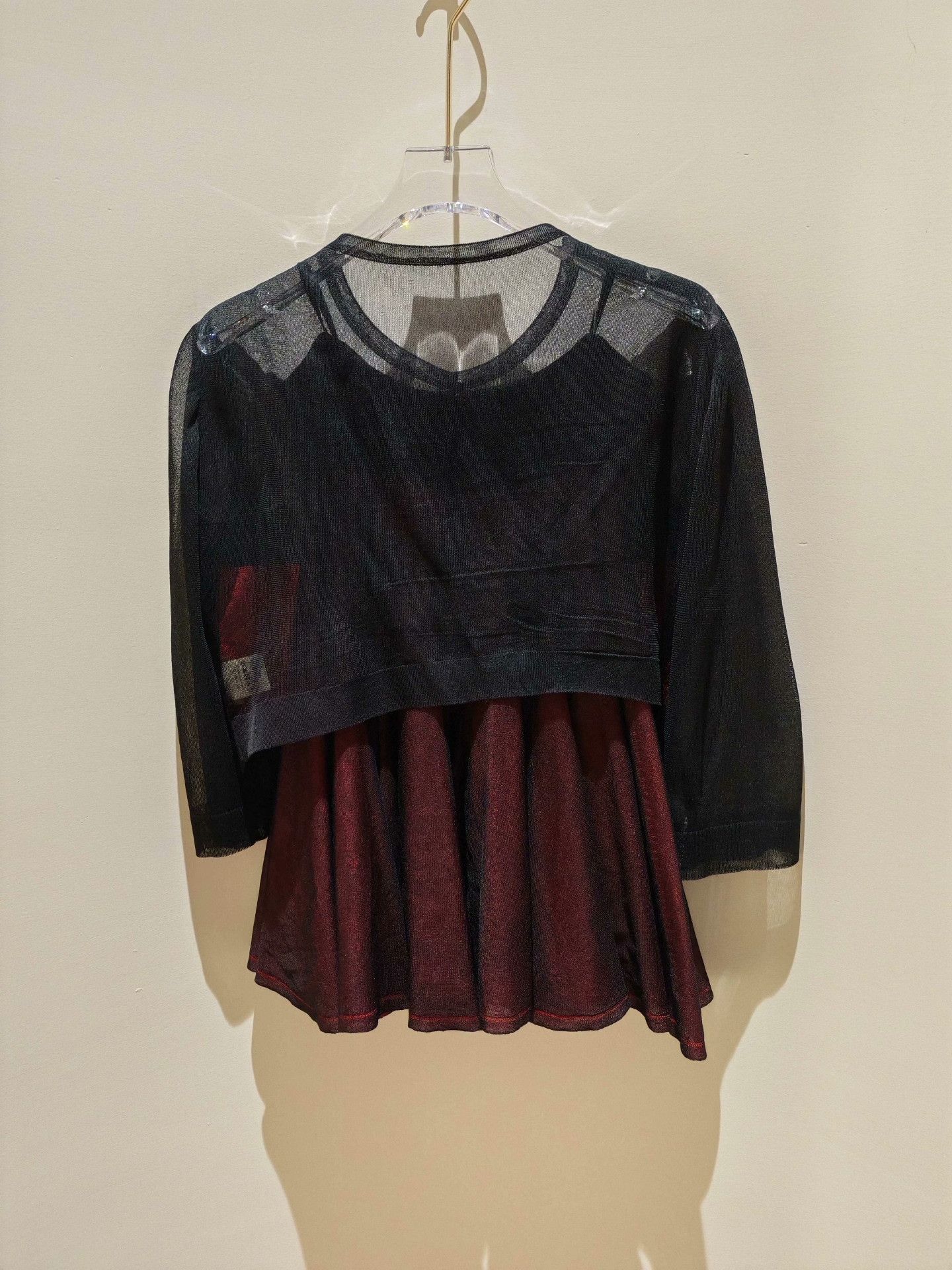 Alaia ALAIA Black Mesh & Burgundy Skirt Set Size 40" / US 18 - 4 Thumbnail