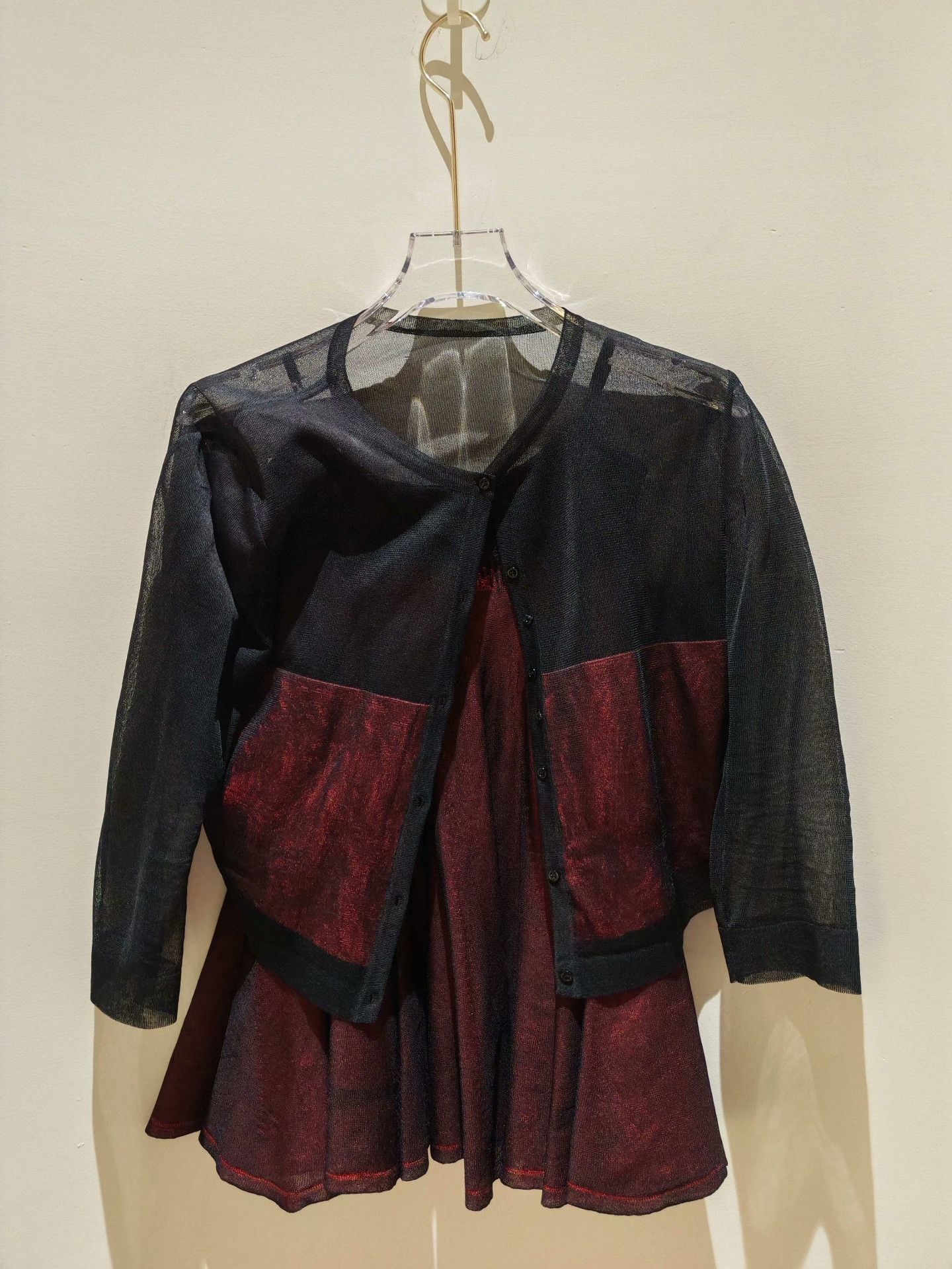 Alaia ALAIA Black Mesh & Burgundy Skirt Set Size 40" / US 18 - 5 Thumbnail