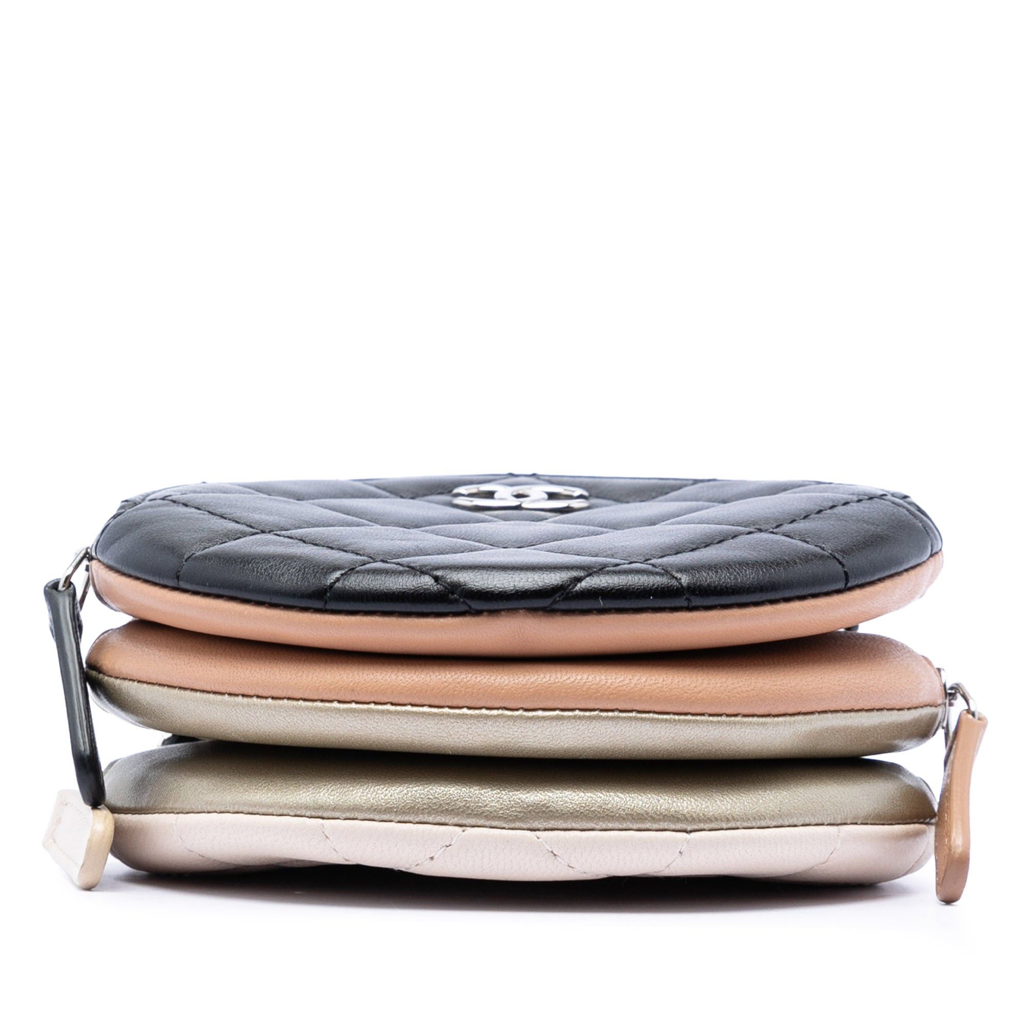Chanel CC Quilted Lambskin Triple Zip Round Clutch With Chain Size ONE SIZE - 3 Thumbnail