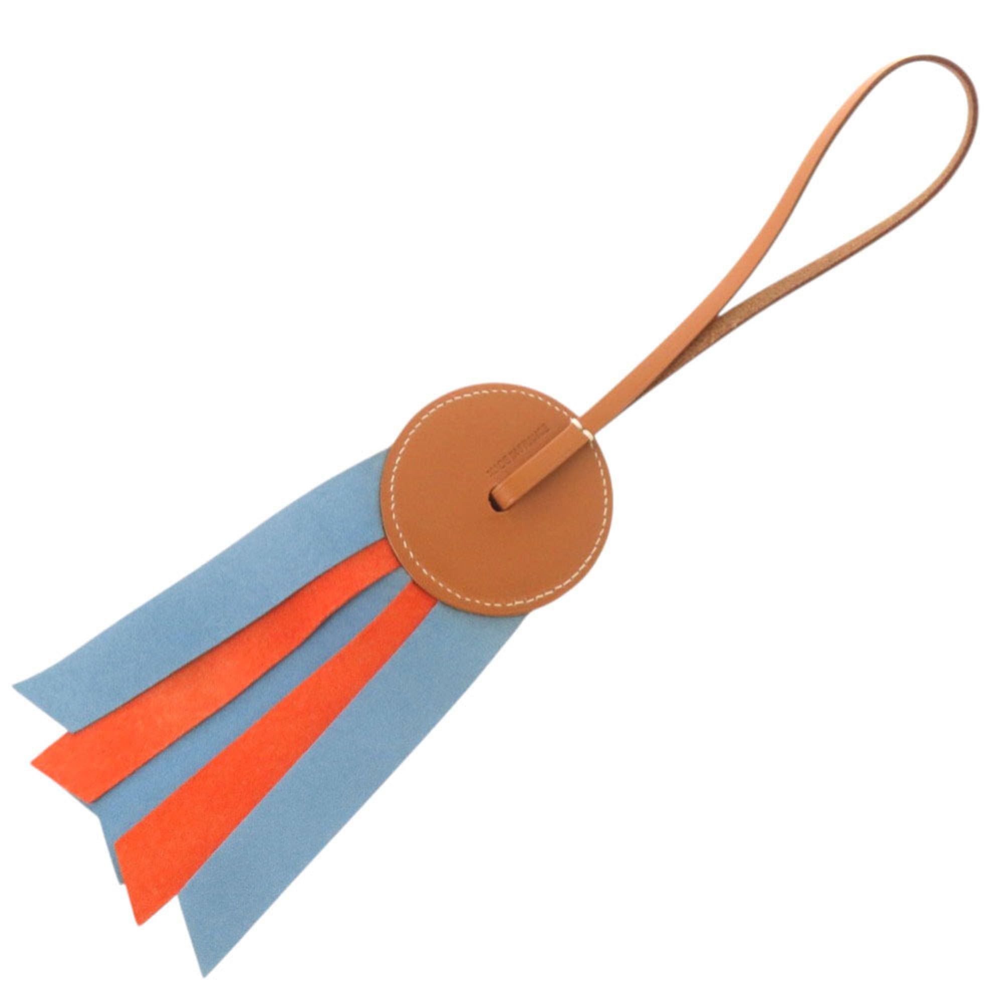 Hermes Unused Hermes Paddock Flott Accessory Bag Charm 064271CABE Strap Leather Blue Atoll Brown Orange 0258HERMES Size ONE SIZE - 3 Thumbnail