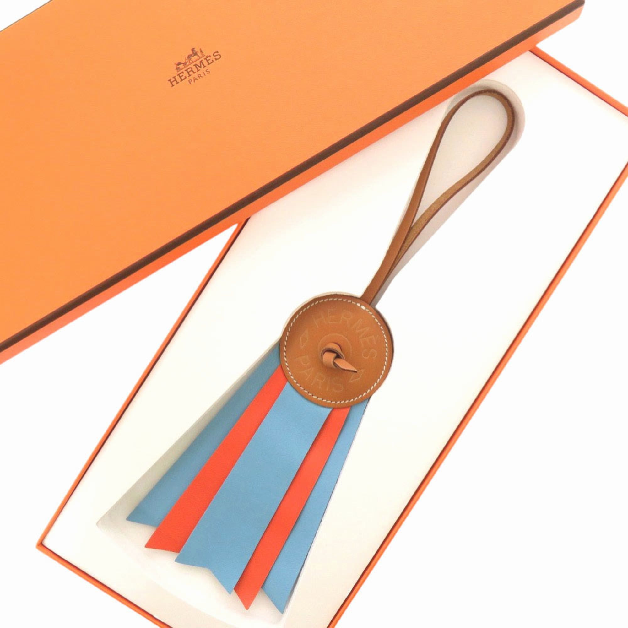 Hermes Unused Hermes Paddock Flott Accessory Bag Charm 064271CABE Strap Leather Blue Atoll Brown Orange 0258HERMES Size ONE SIZE - 2 Thumbnail
