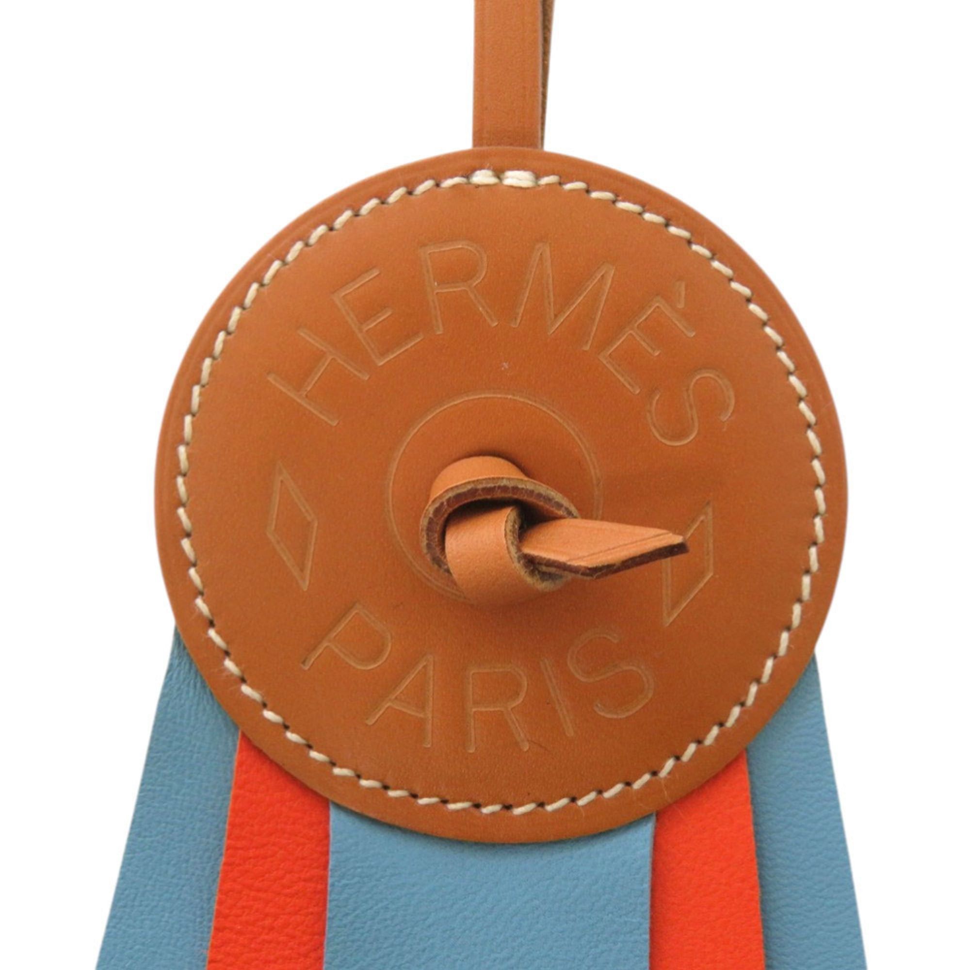 Hermes Unused Hermes Paddock Flott Accessory Bag Charm 064271CABE Strap Leather Blue Atoll Brown Orange 0258HERMES Size ONE SIZE - 4 Thumbnail