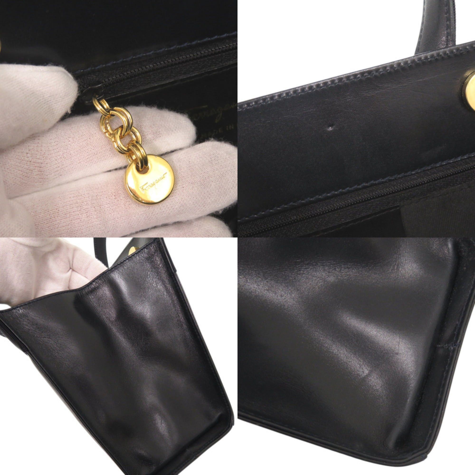 Salvatore Ferragamo Excellent condition Salvatore Ferragamo Vara ribbon leather navy 2-way handbag/shoulder bag 0568Salvatore Size ONE SIZE - 8 Thumbnail