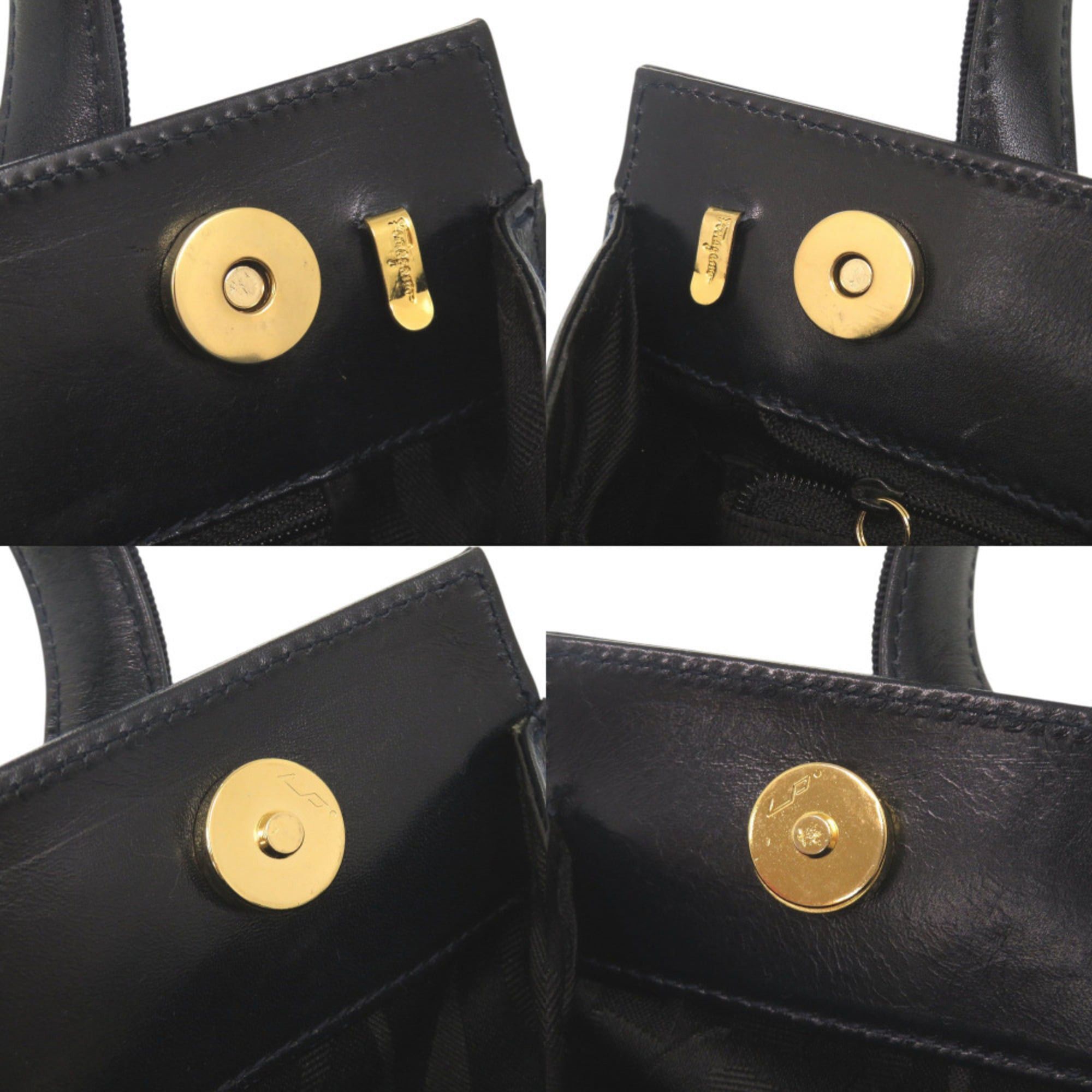 Salvatore Ferragamo Excellent condition Salvatore Ferragamo Vara ribbon leather navy 2-way handbag/shoulder bag 0568Salvatore Size ONE SIZE - 9 Thumbnail