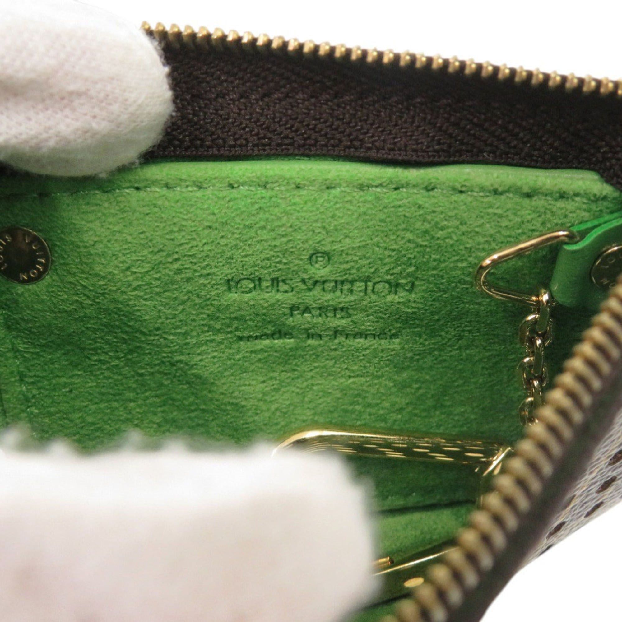 Louis Vuitton Like New Louis Vuitton Pochette Clé M95186 Monogram Perfo Green Wallet/Coin Case LV 0397LOUIS VUITTON Size ONE SIZE - 5 Thumbnail