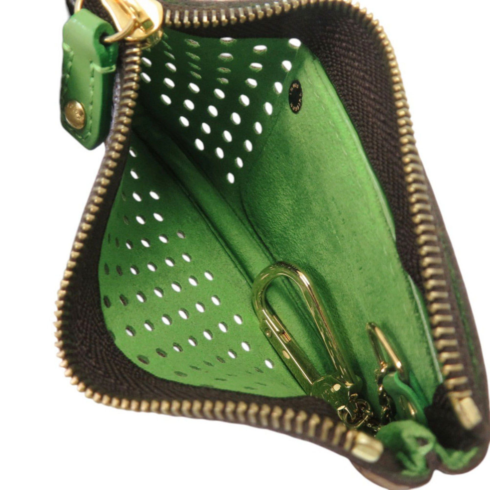Louis Vuitton Like New Louis Vuitton Pochette Clé M95186 Monogram Perfo Green Wallet/Coin Case LV 0397LOUIS VUITTON Size ONE SIZE - 4 Thumbnail