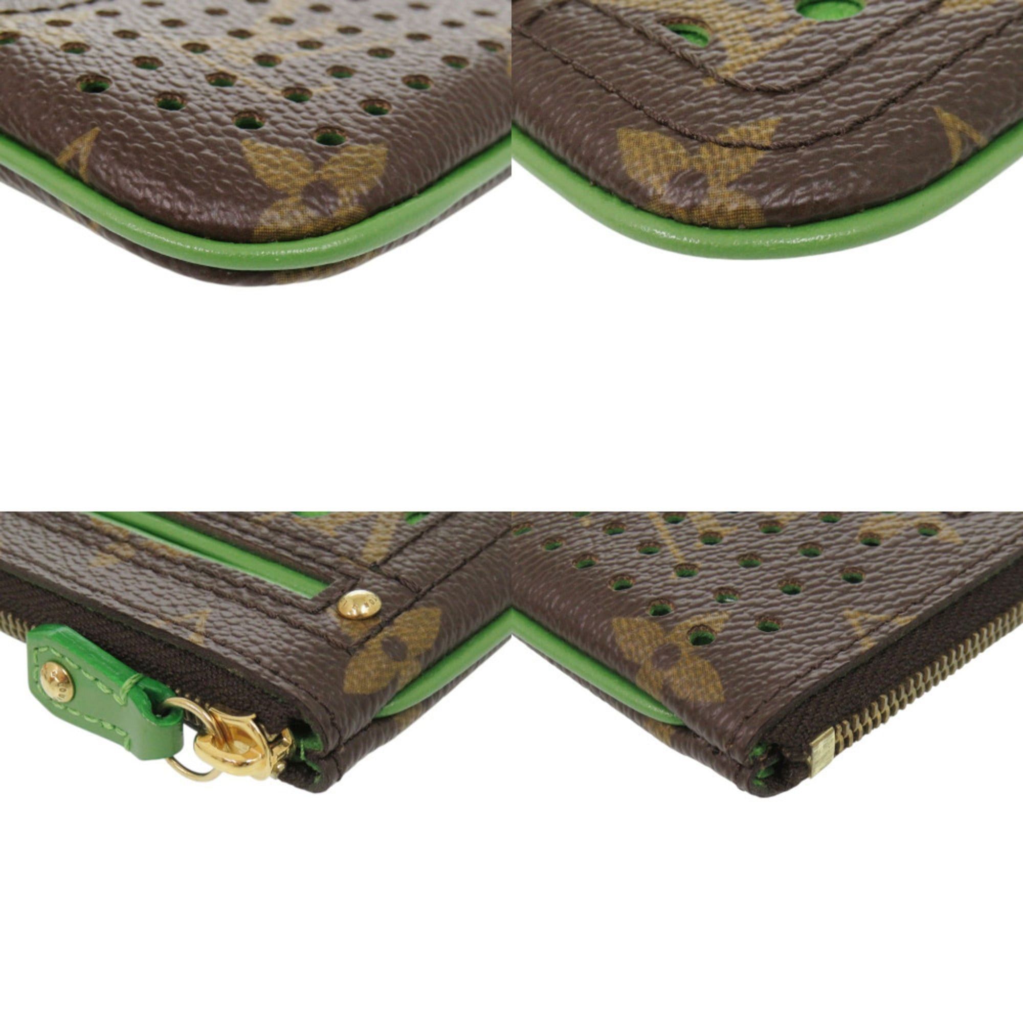 Louis Vuitton Like New Louis Vuitton Pochette Clé M95186 Monogram Perfo Green Wallet/Coin Case LV 0397LOUIS VUITTON Size ONE SIZE - 3 Thumbnail