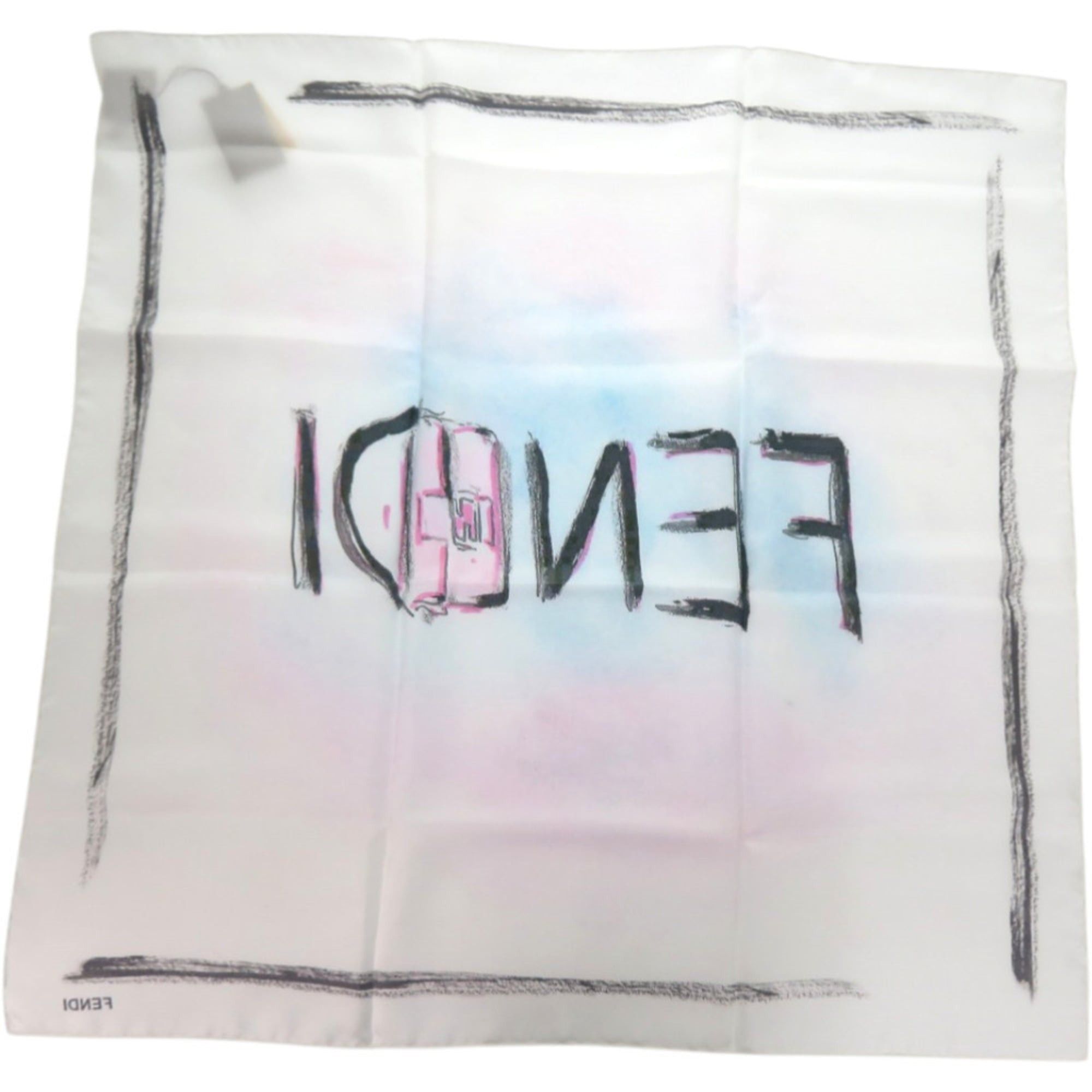Fendi Like New Fendi Baguette Mania Logo FXT071 Silk White Scarf/Muffler 0331FENDI Size ONE SIZE - 3 Thumbnail