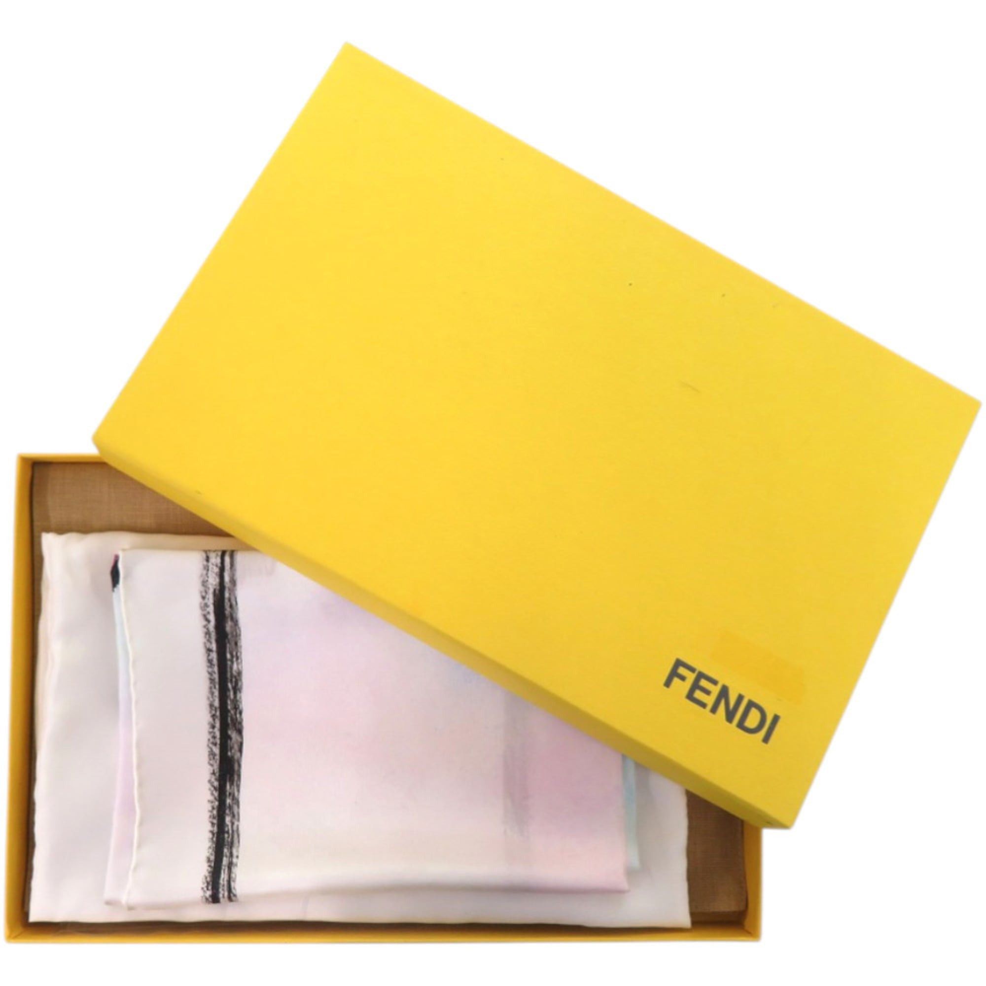 Fendi Like New Fendi Baguette Mania Logo FXT071 Silk White Scarf/Muffler 0331FENDI Size ONE SIZE - 2 Thumbnail