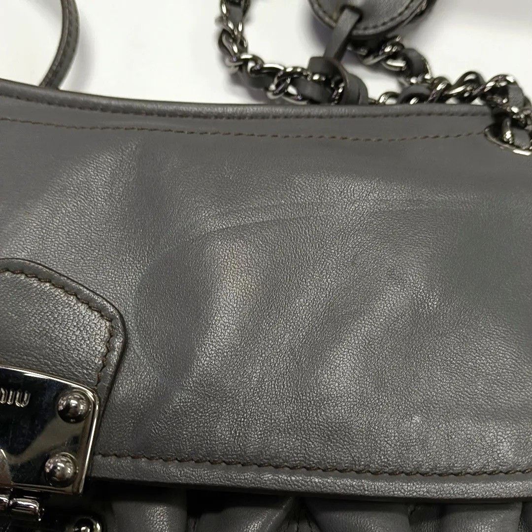 Miu Miu Miu Miu Gray Shearling Quilted Shoulder Bag Size ONE SIZE - 5 Thumbnail