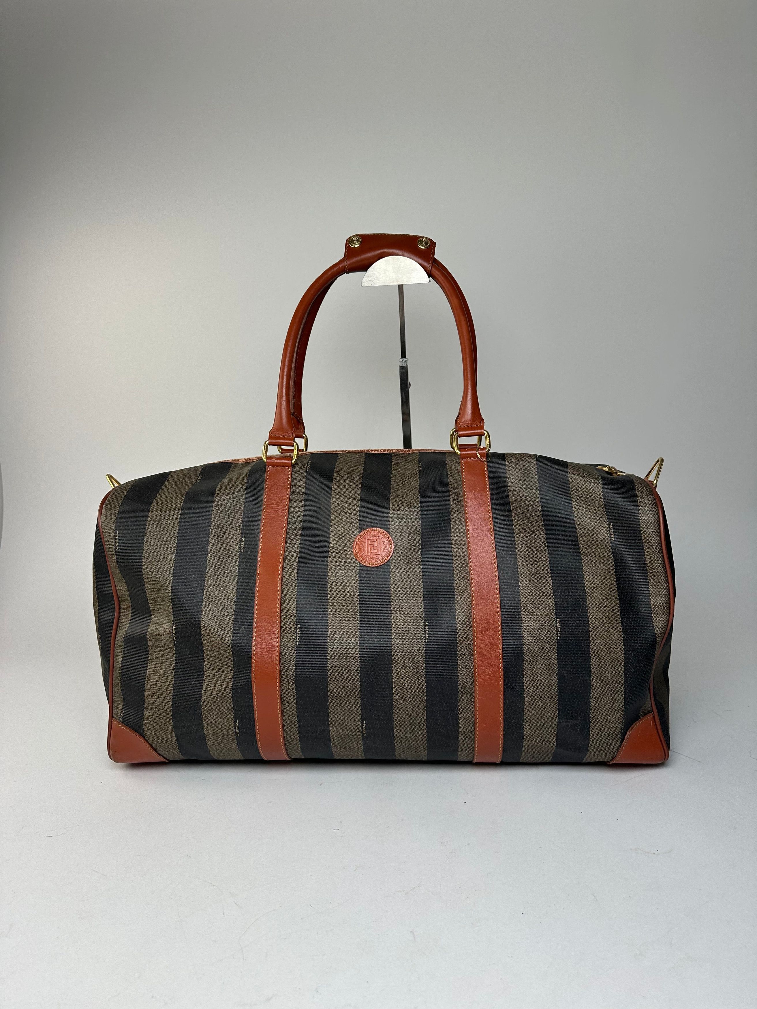 Fendi Vintage Roma Leather Duffel Bag Black Brown Size ONE SIZE - 7 Thumbnail