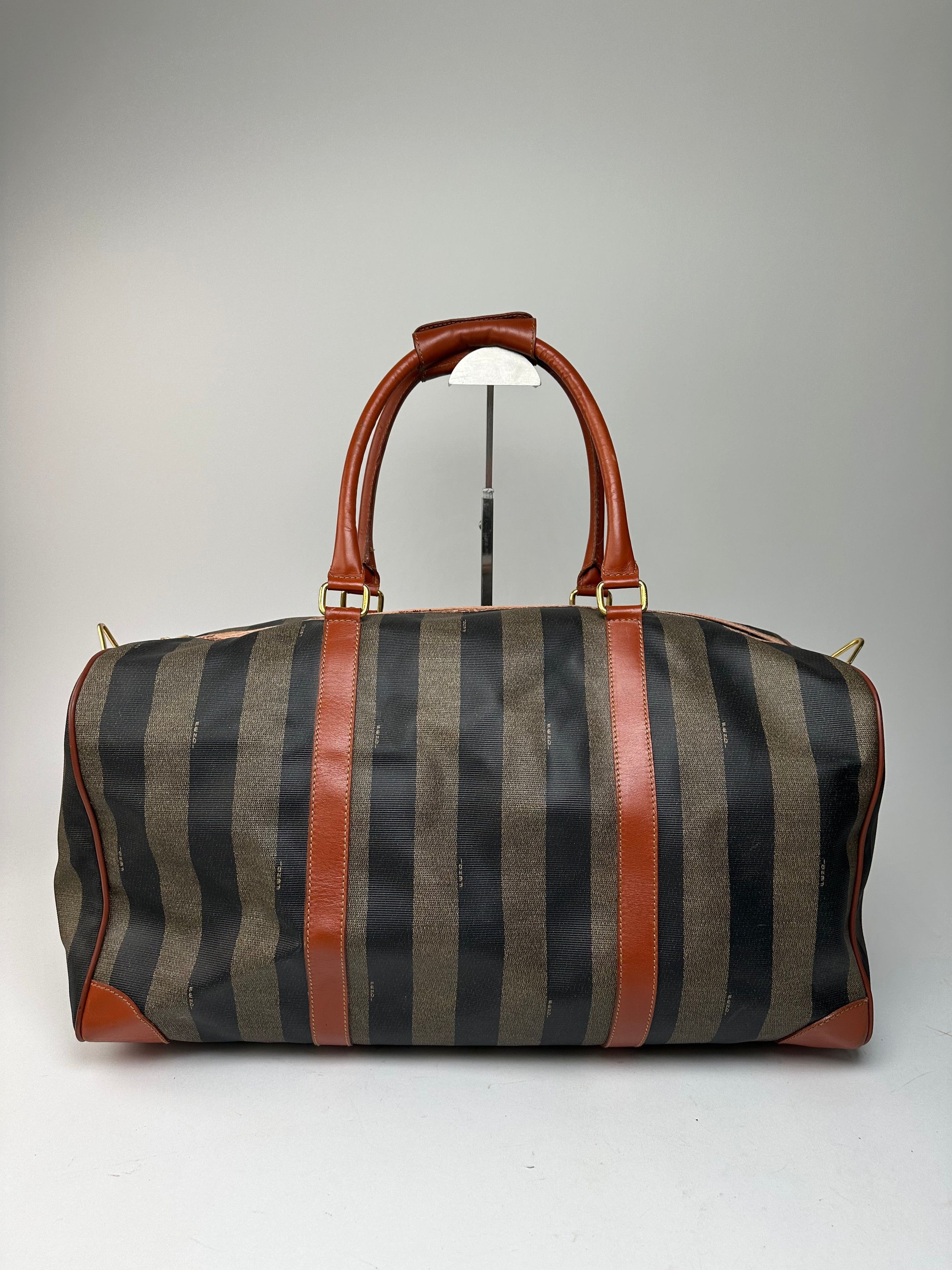 Fendi Vintage Roma Leather Duffel Bag Black Brown Size ONE SIZE - 15 Thumbnail