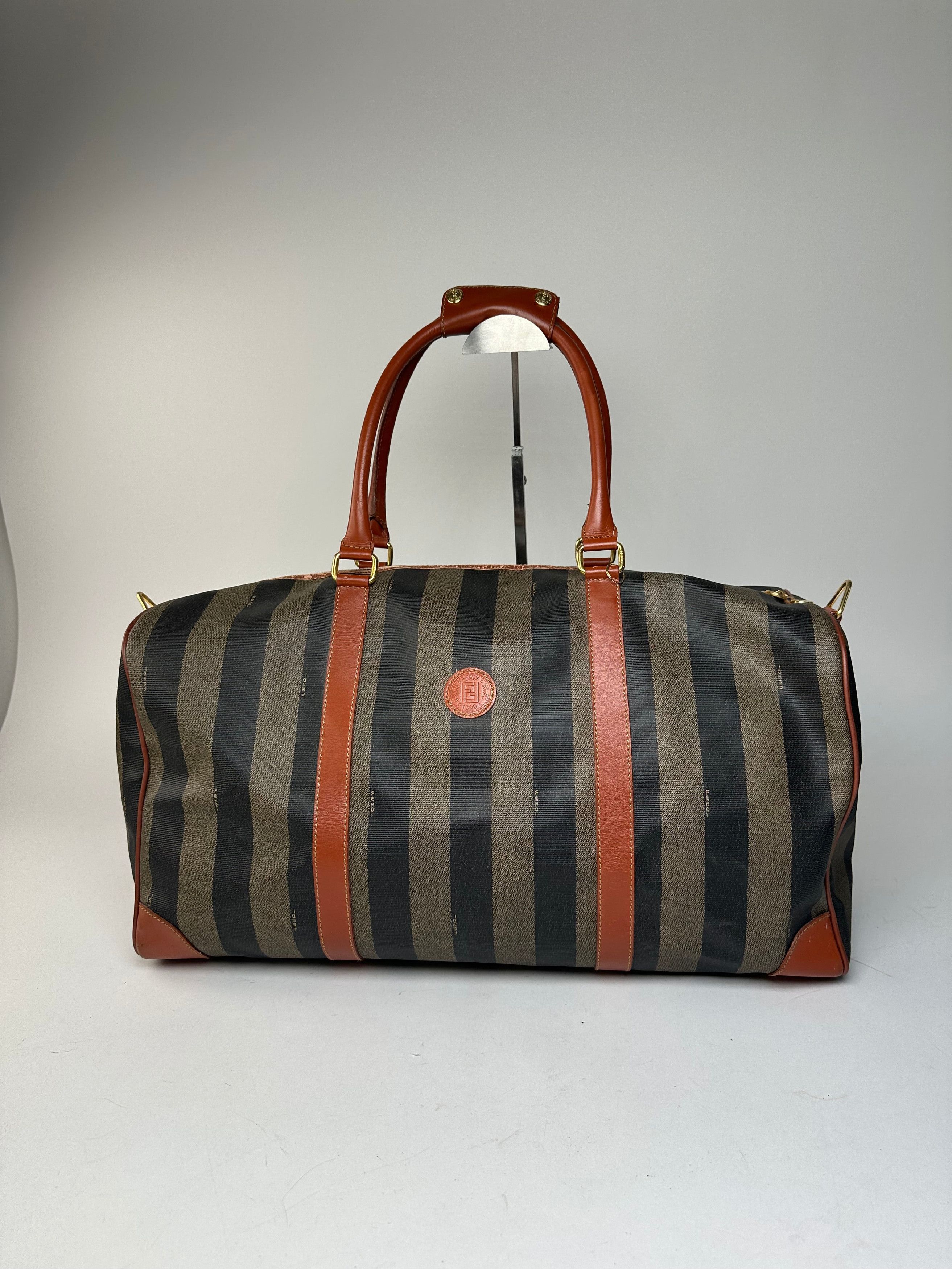 Fendi Vintage Roma Leather Duffel Bag Black Brown Size ONE SIZE - 14 Thumbnail