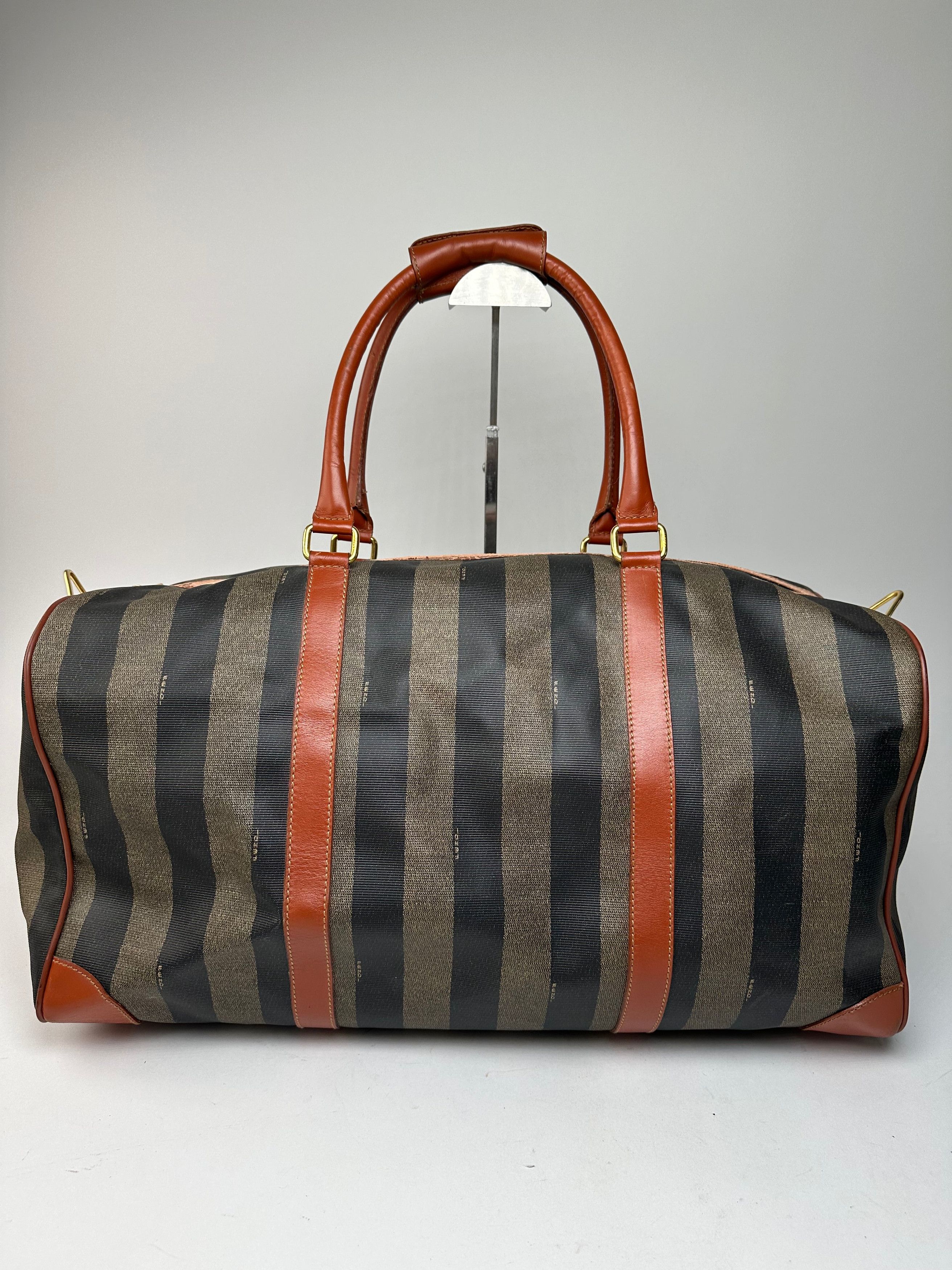 Fendi Vintage Roma Leather Duffel Bag Black Brown Size ONE SIZE - 2 Thumbnail