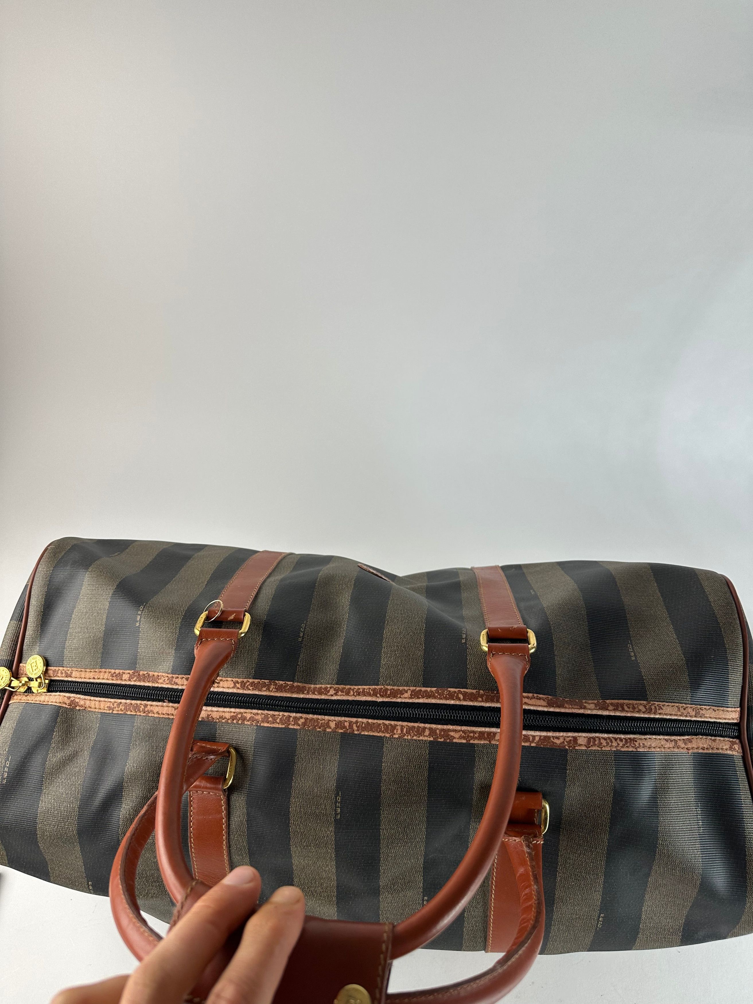 Fendi Vintage Roma Leather Duffel Bag Black Brown Size ONE SIZE - 10 Thumbnail