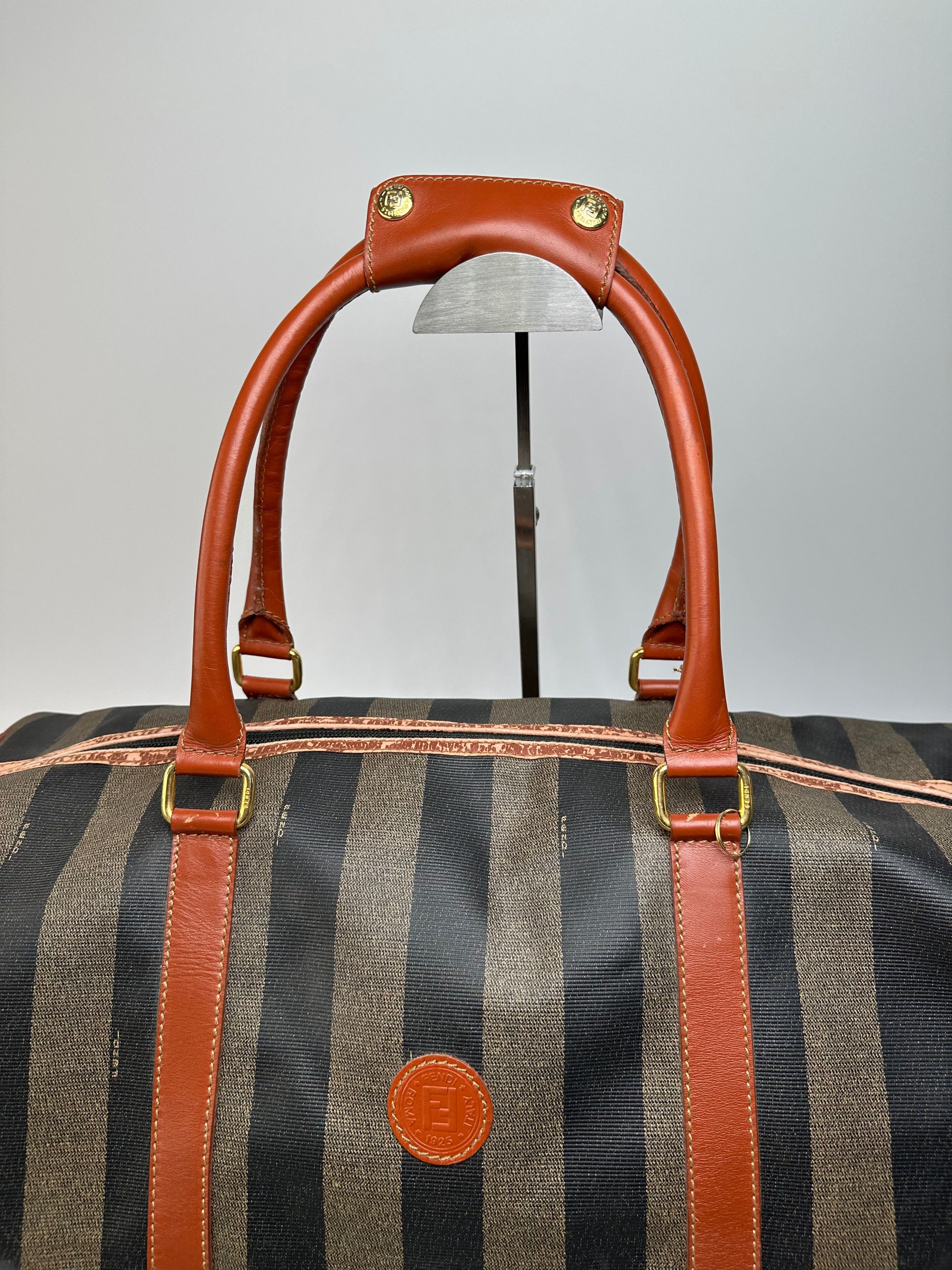 Fendi Vintage Roma Leather Duffel Bag Black Brown Size ONE SIZE - 9 Thumbnail