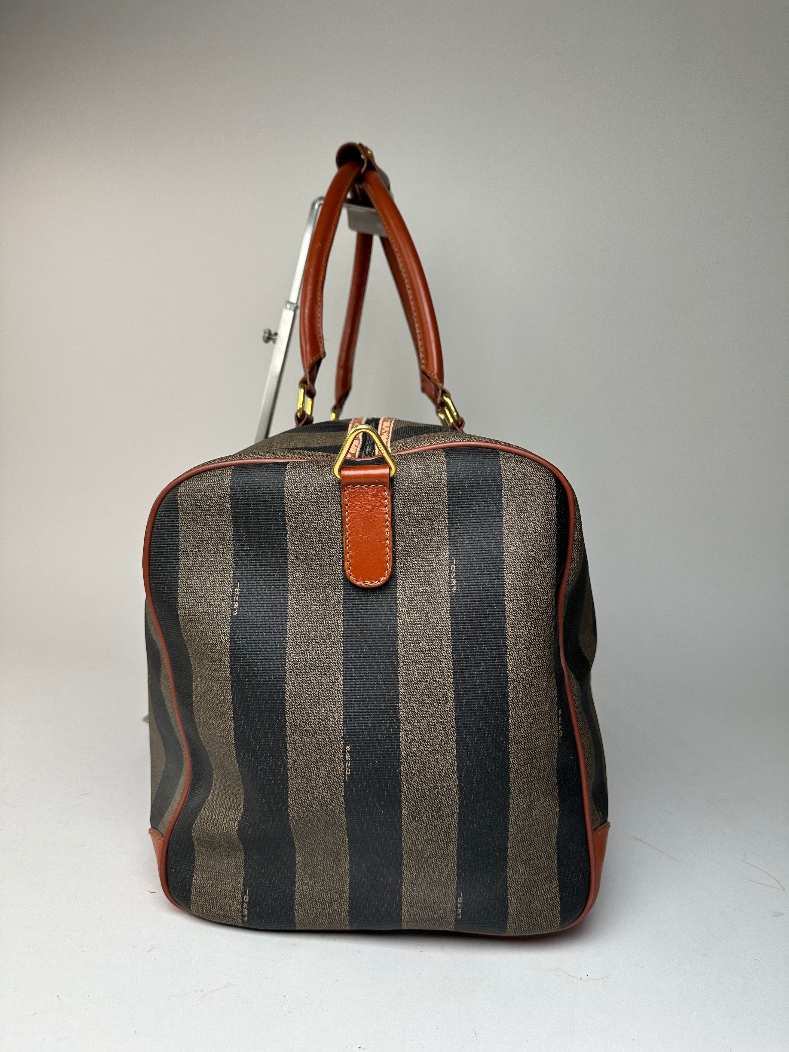 Fendi Vintage Roma Leather Duffel Bag Black Brown Size ONE SIZE - 8 Thumbnail