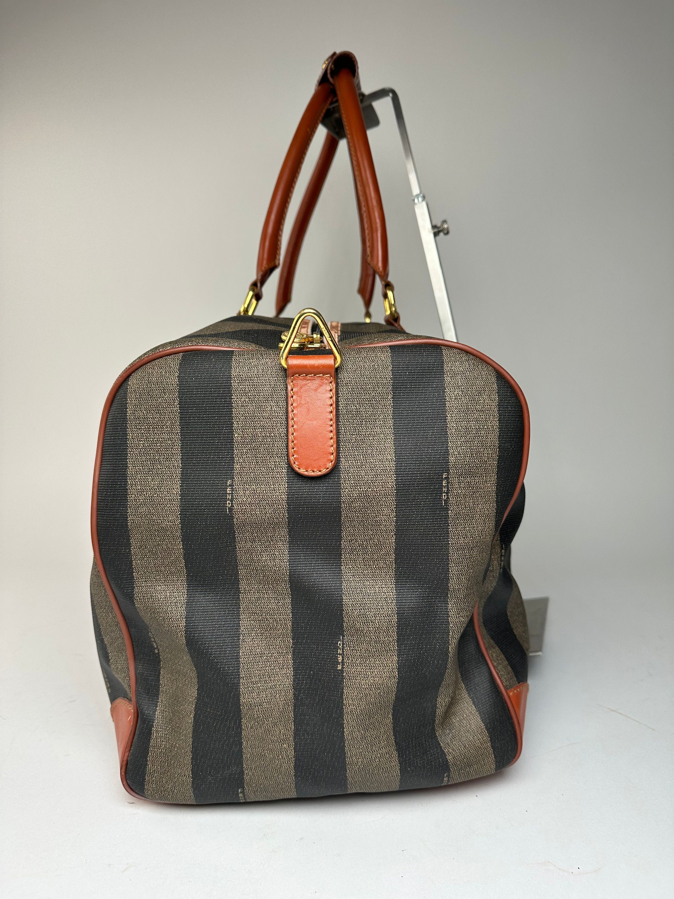Fendi Vintage Roma Leather Duffel Bag Black Brown Size ONE SIZE - 6 Thumbnail