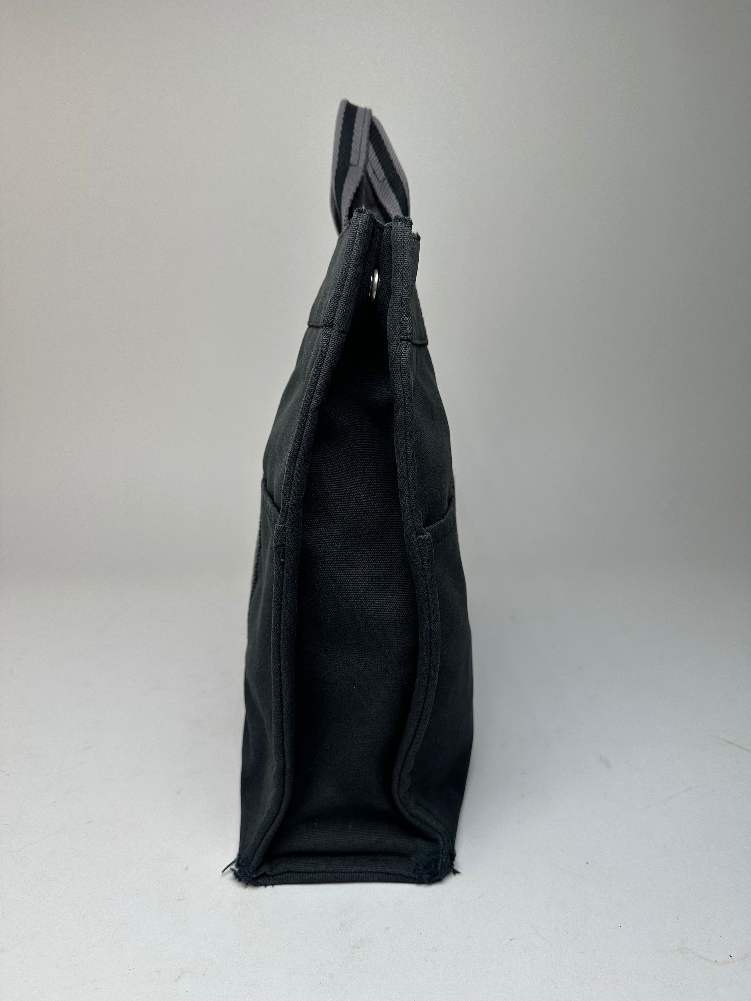 Other Vintage Hermes Canvas Tote Bag Black Grey Size ONE SIZE - 7 Thumbnail