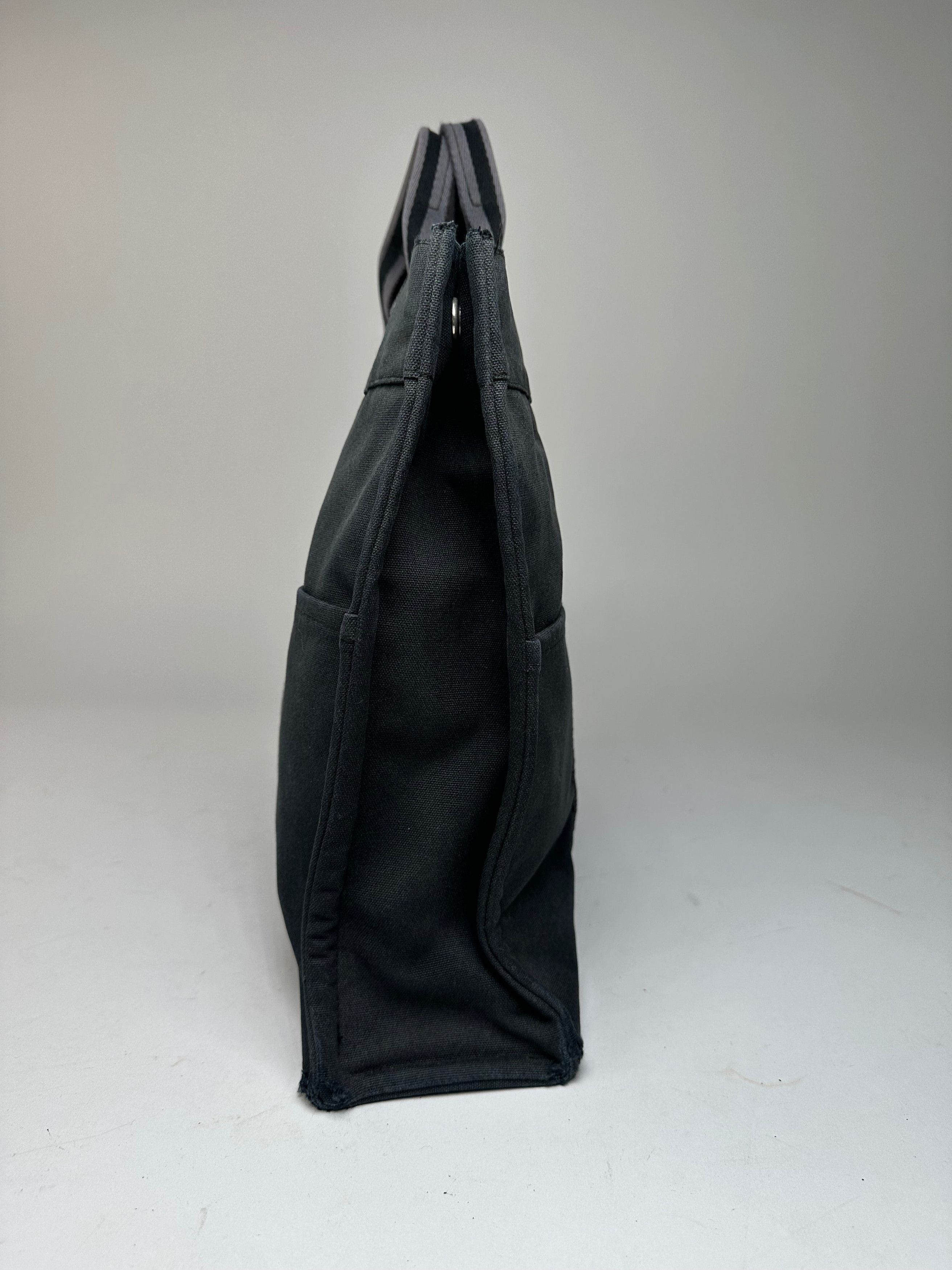 Other Vintage Hermes Canvas Tote Bag Black Grey Size ONE SIZE - 9 Thumbnail