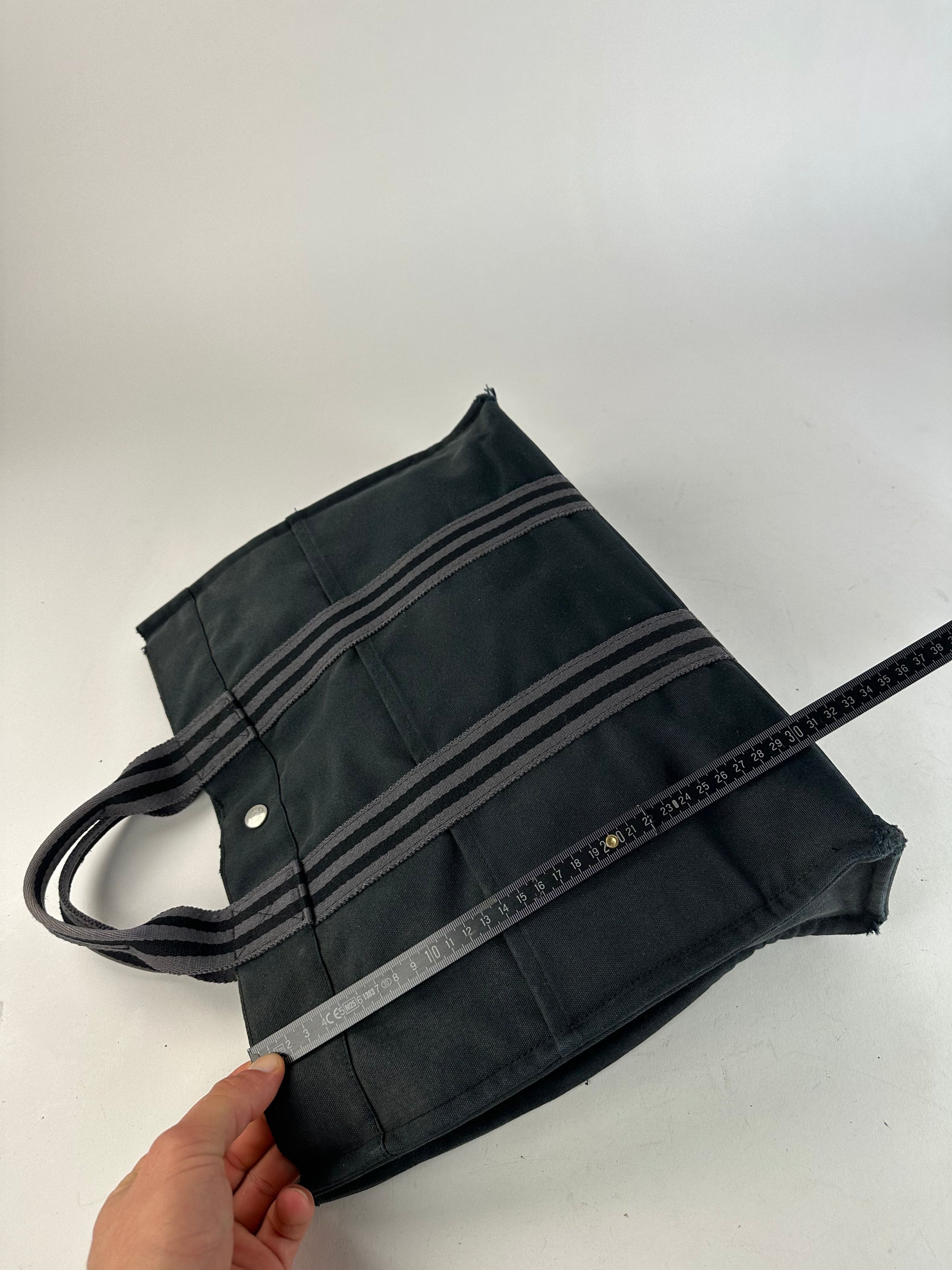 Other Vintage Hermes Canvas Tote Bag Black Grey Size ONE SIZE - 11 Thumbnail