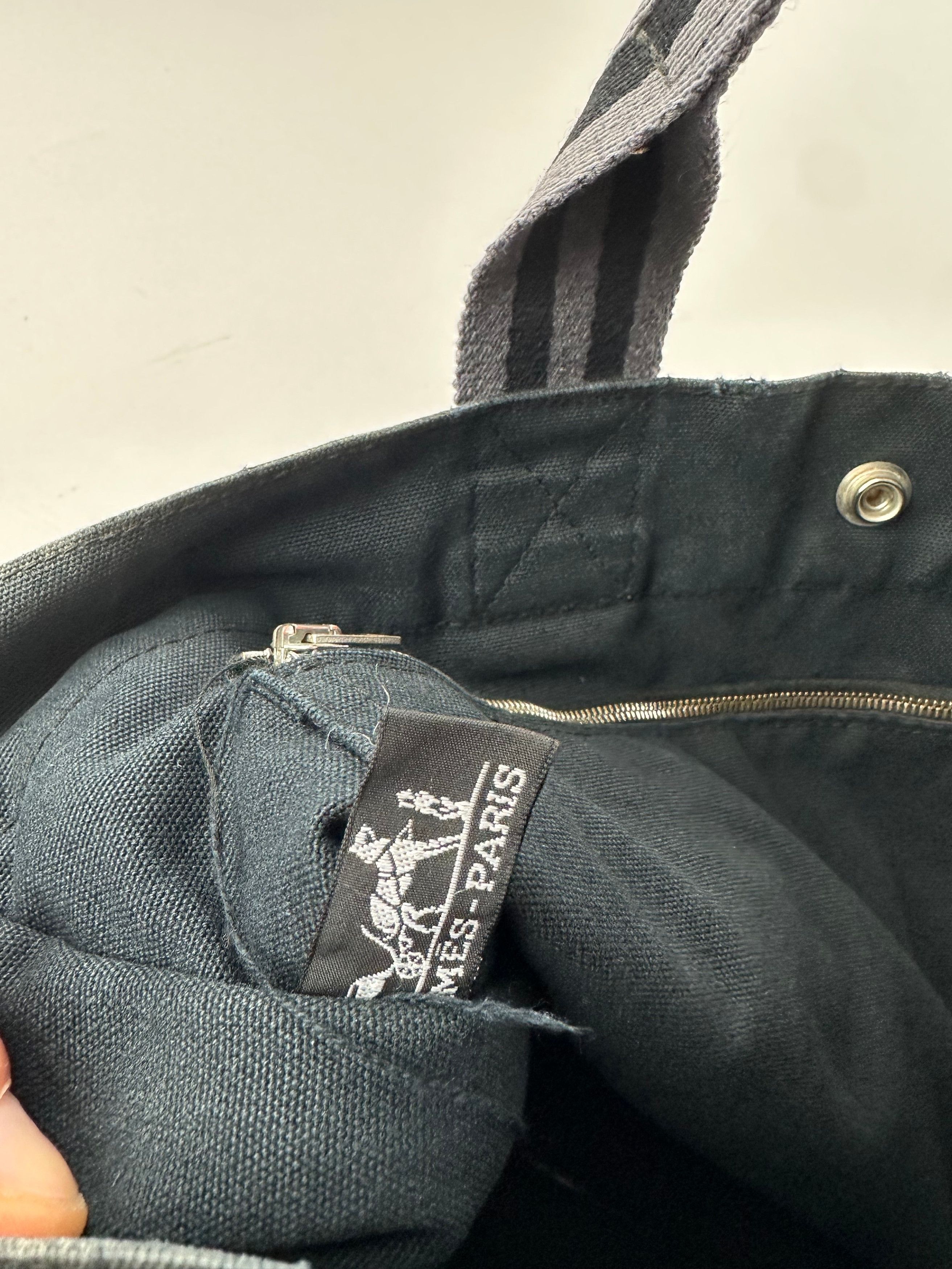 Other Vintage Hermes Canvas Tote Bag Black Grey Size ONE SIZE - 4 Thumbnail