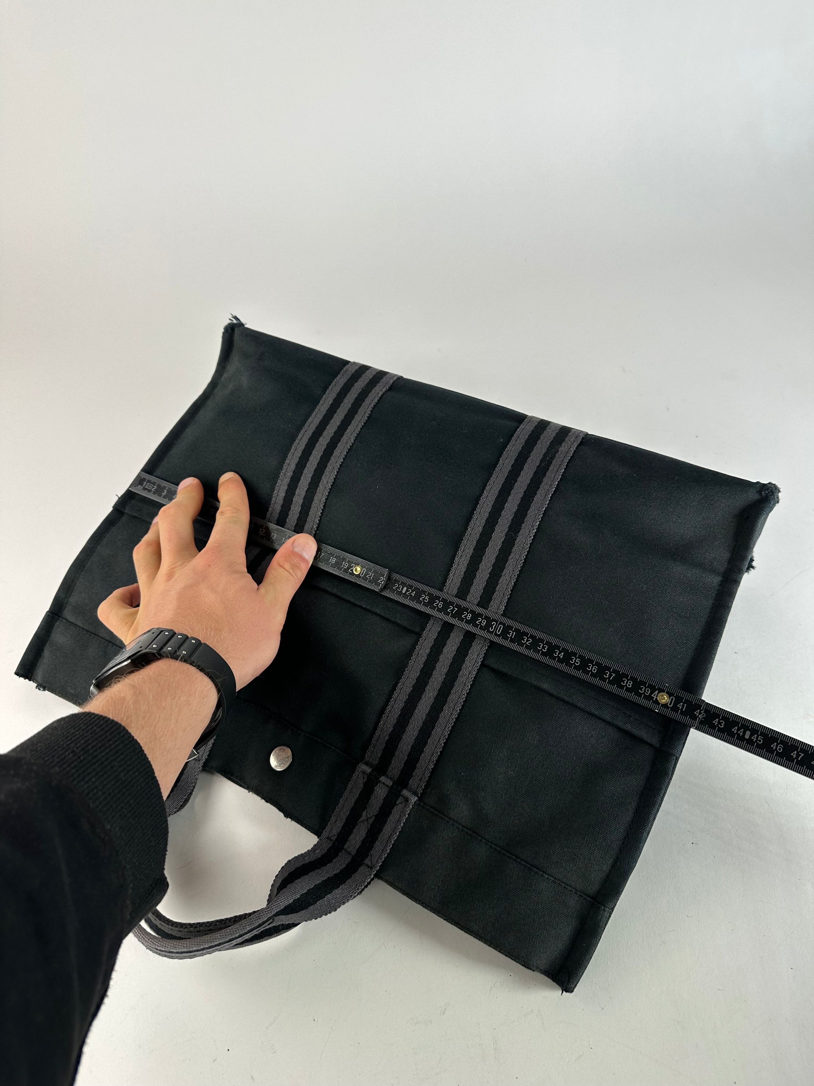 Other Vintage Hermes Canvas Tote Bag Black Grey Size ONE SIZE - 10 Thumbnail