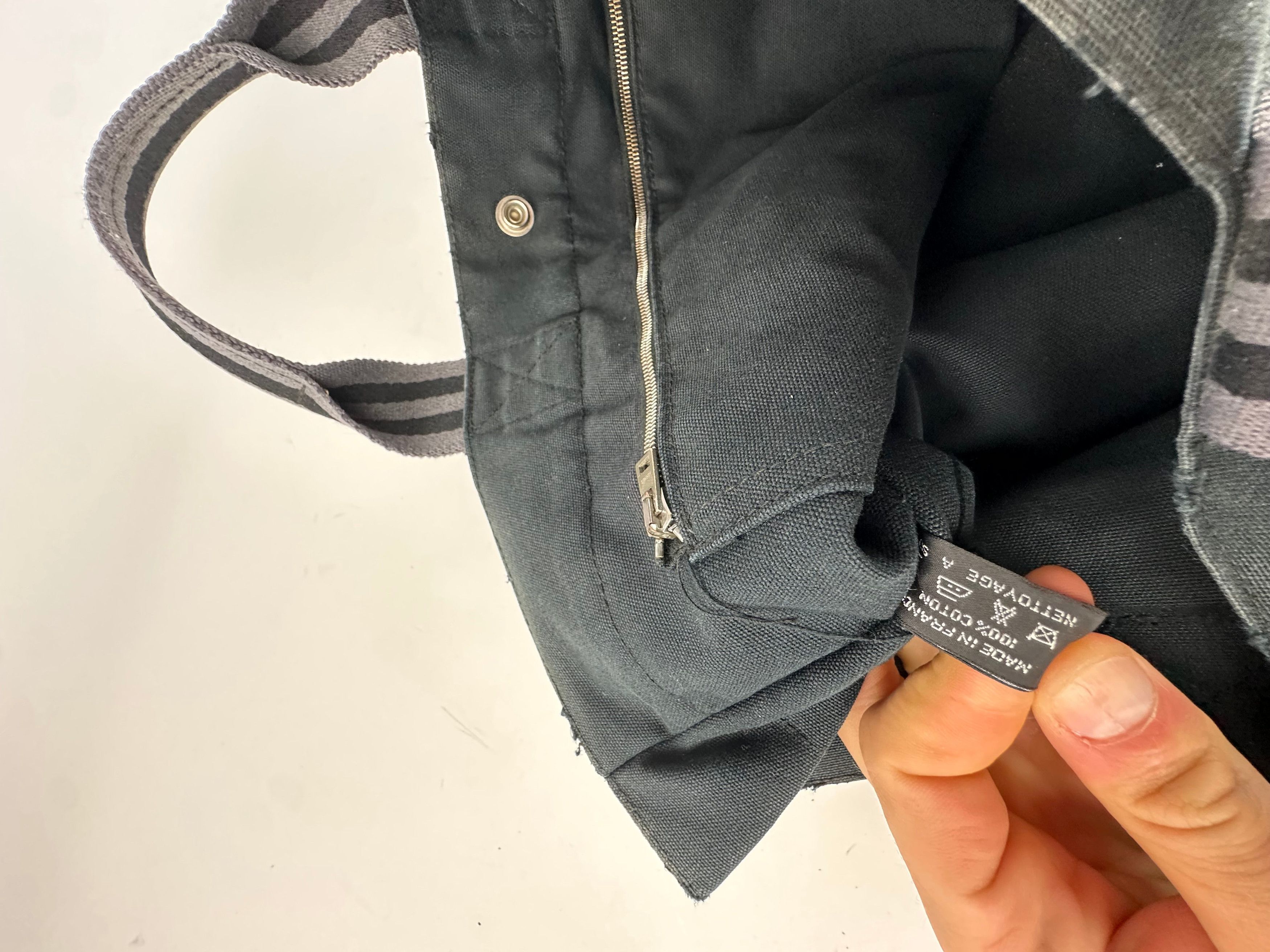 Other Vintage Hermes Canvas Tote Bag Black Grey Size ONE SIZE - 5 Thumbnail