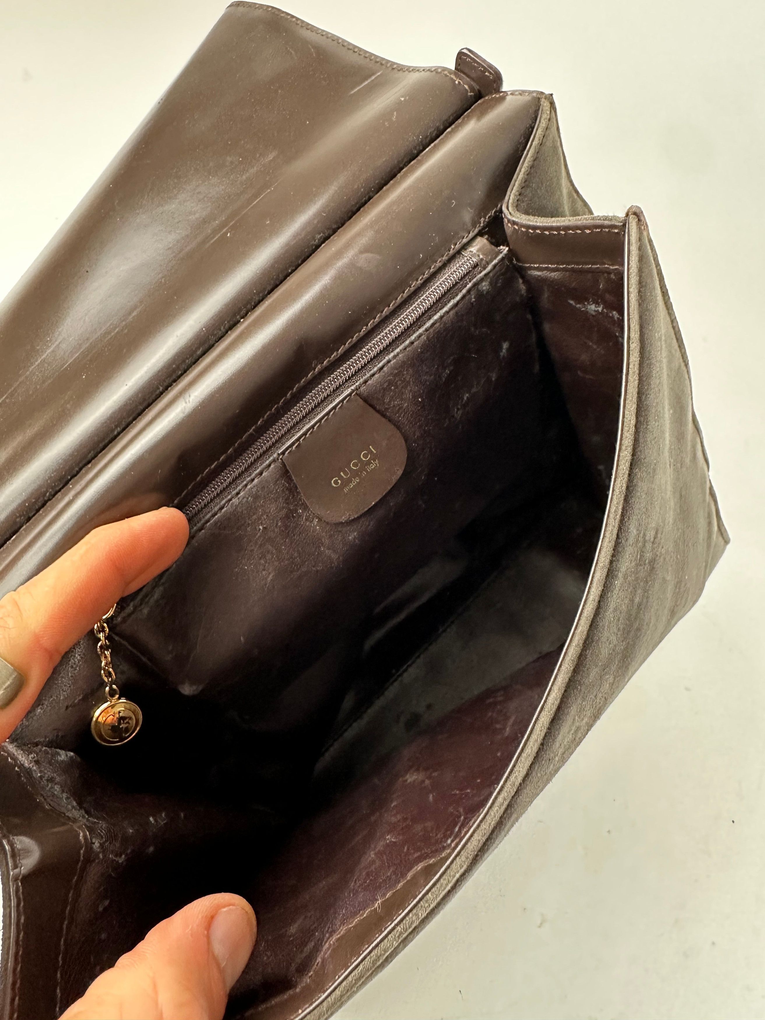 Gucci Vintage Suede Flap Bag Brown Size ONE SIZE - 7 Thumbnail