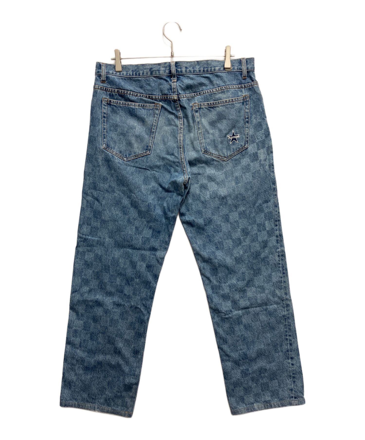 Supreme Washed Checkerboard Regular Jean Blue US 33