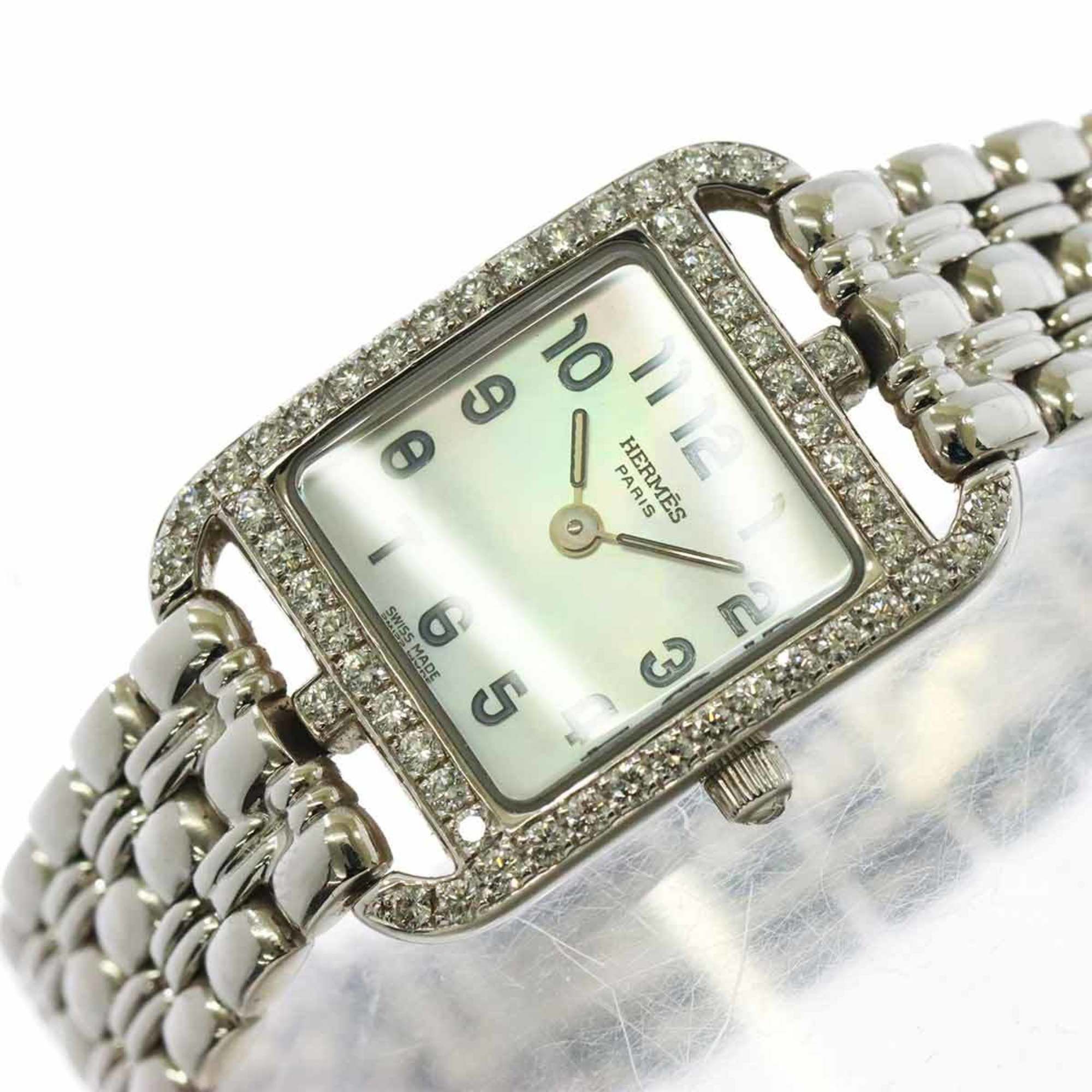 Hermes Hermes Cape Cod Mini CC1 192 Women's Watch, Diamond Bezel, White Shell, 18K Gold, Solid Quartz Watch Size ONE SIZE - 6 Thumbnail