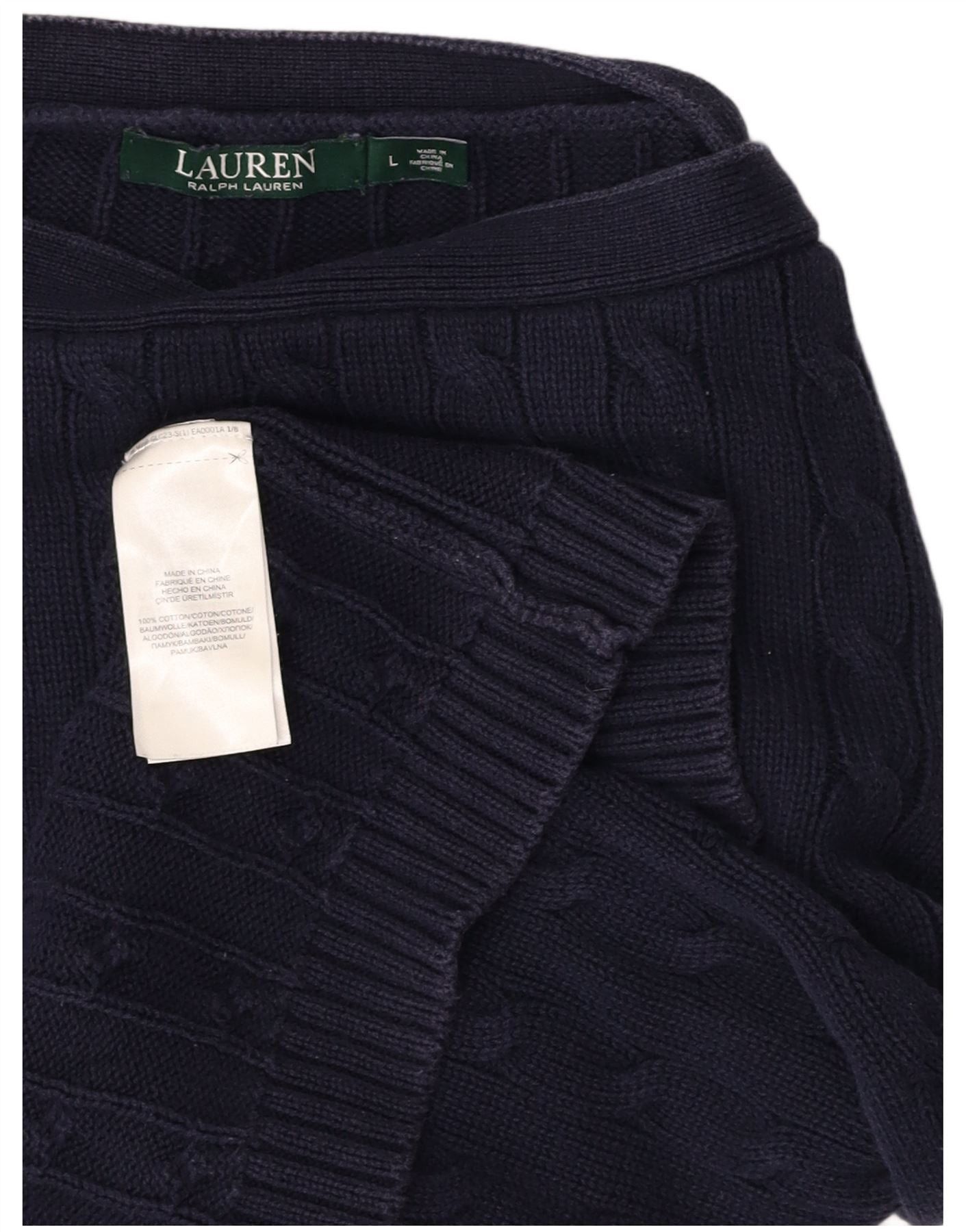 Ralph Lauren Womens Boat Neck Jumper Sweater UK 14 Large Navy Blue Cotton Size M / US 6-8 / IT 42-44 - 4 Thumbnail