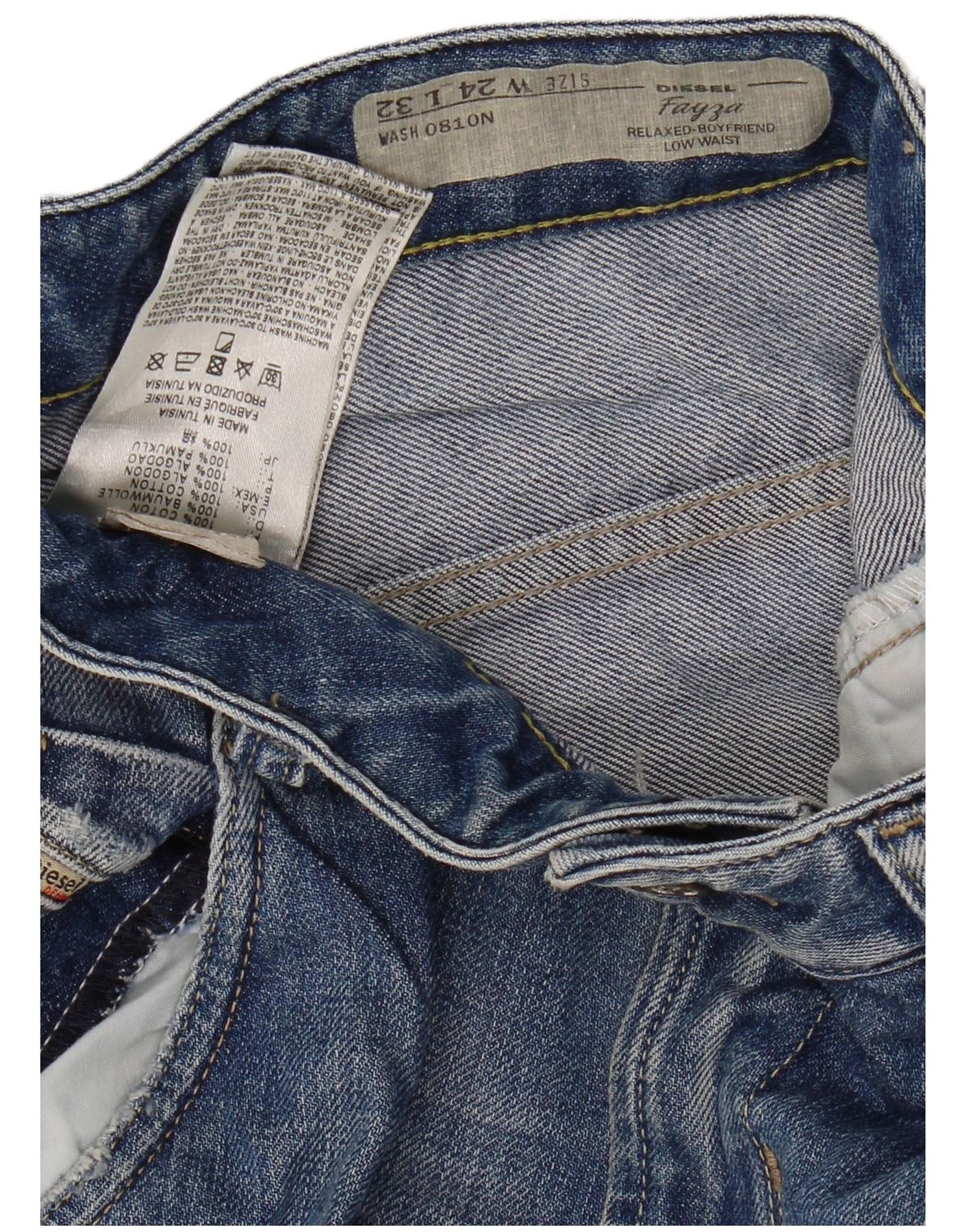 Diesel Womens Fayza Relaxed Fit Low Waist Jeans W24 L26 Blue Cotton Size 24" / US 00 / IT 34 - 5 Thumbnail