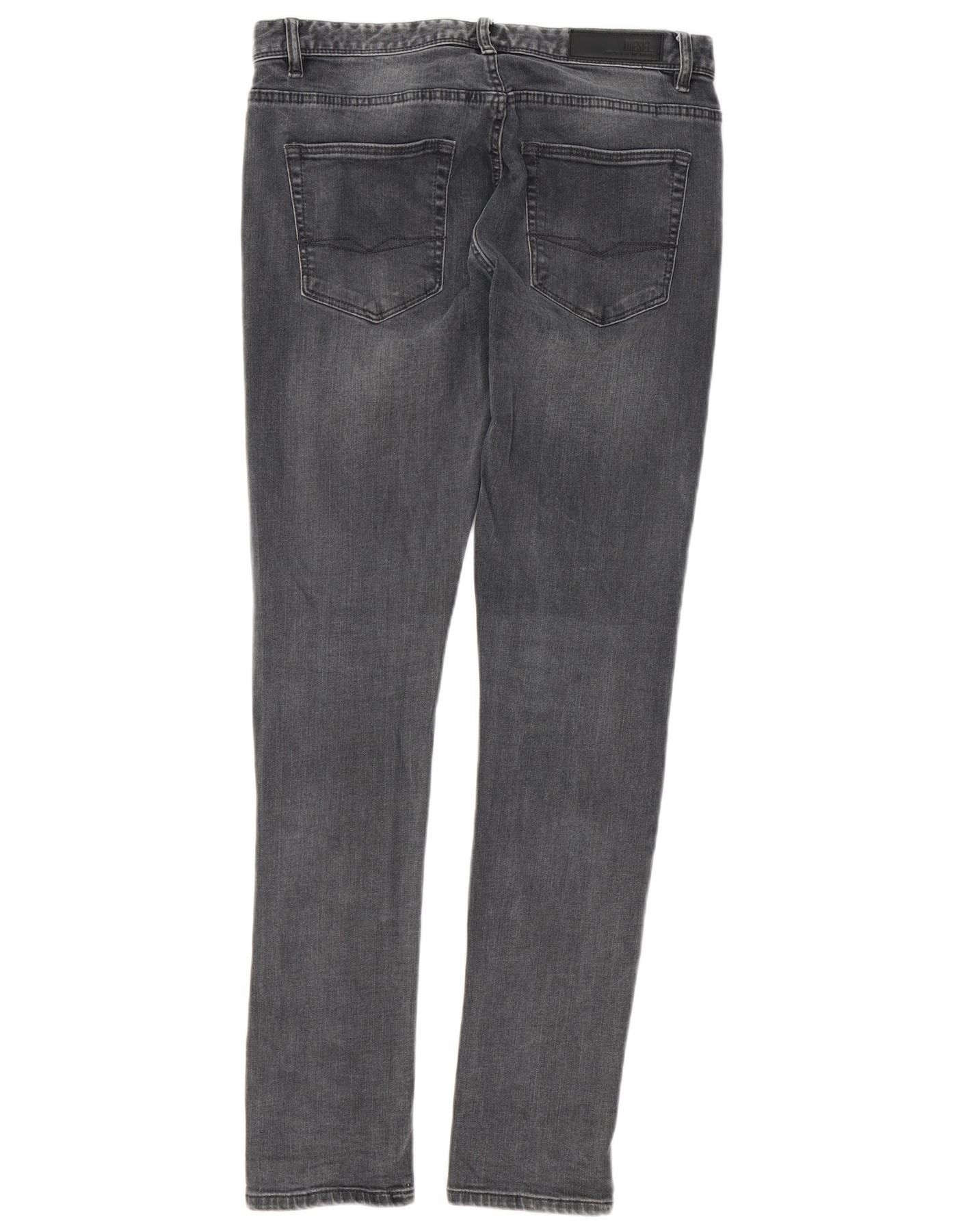 Diesel Mens Sleenker Slim Jeans W32 L32 Grey Cotton Size US 32 / EU 48 - 2 Thumbnail