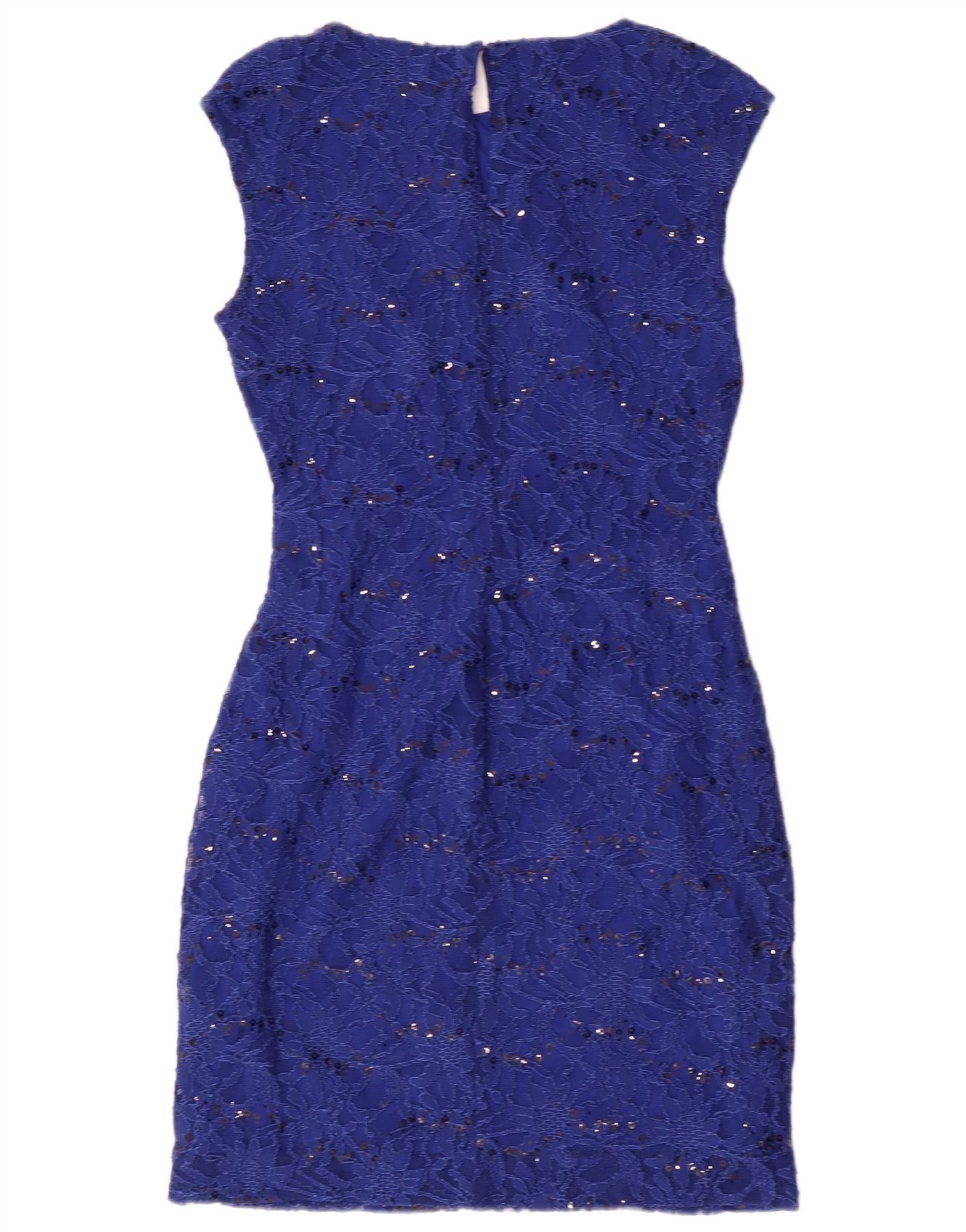 Ralph Lauren Womens Sleeveless Sheath Dress US 8 Medium Blue Floral Nylon Size XS / US 0-2 / IT 36-38 - 2 Thumbnail