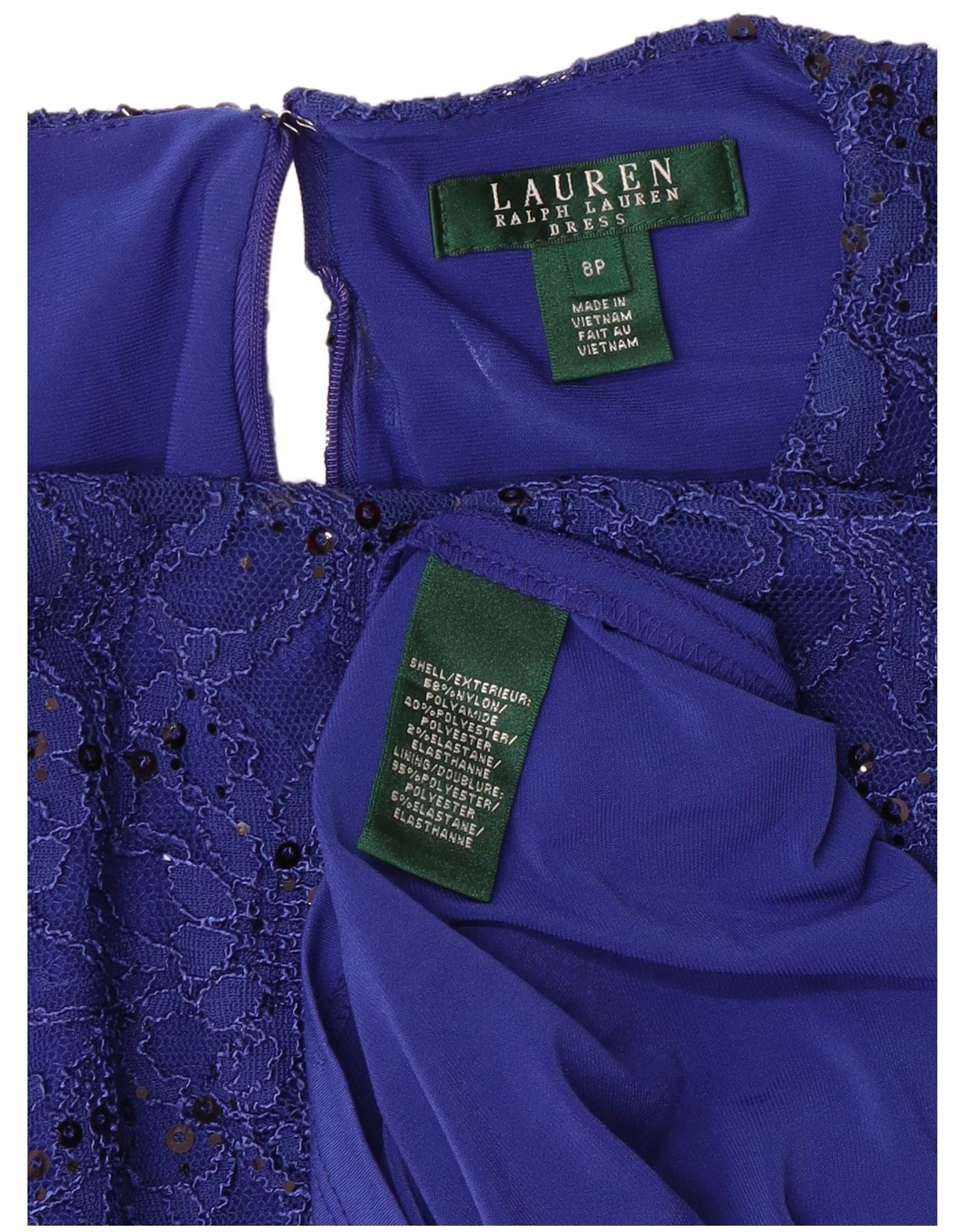 Ralph Lauren Womens Sleeveless Sheath Dress US 8 Medium Blue Floral Nylon Size XS / US 0-2 / IT 36-38 - 5 Thumbnail
