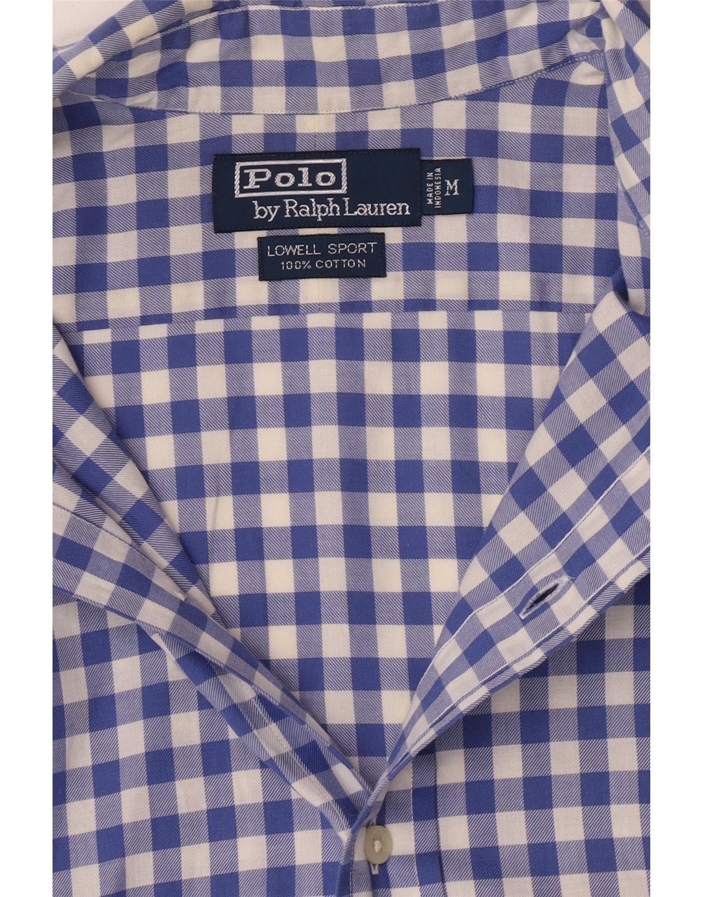 Polo Ralph Lauren Mens Lowell Shirt Medium Blue Gingham Cotton Size US M / EU 48-50 / 2 - 4 Thumbnail