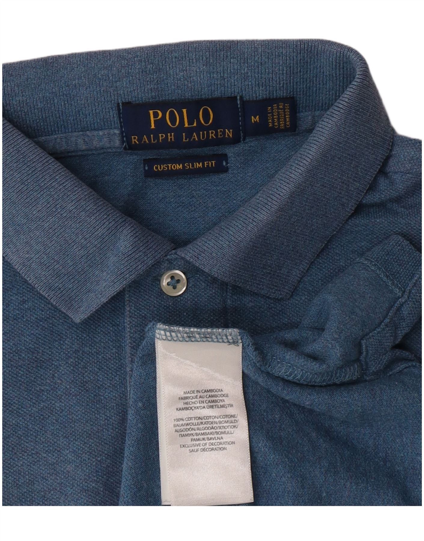 Polo Ralph Lauren Mens Custom Slim Fit Polo Shirt Medium Blue Cotton Size US M / EU 48-50 / 2 - 4 Thumbnail